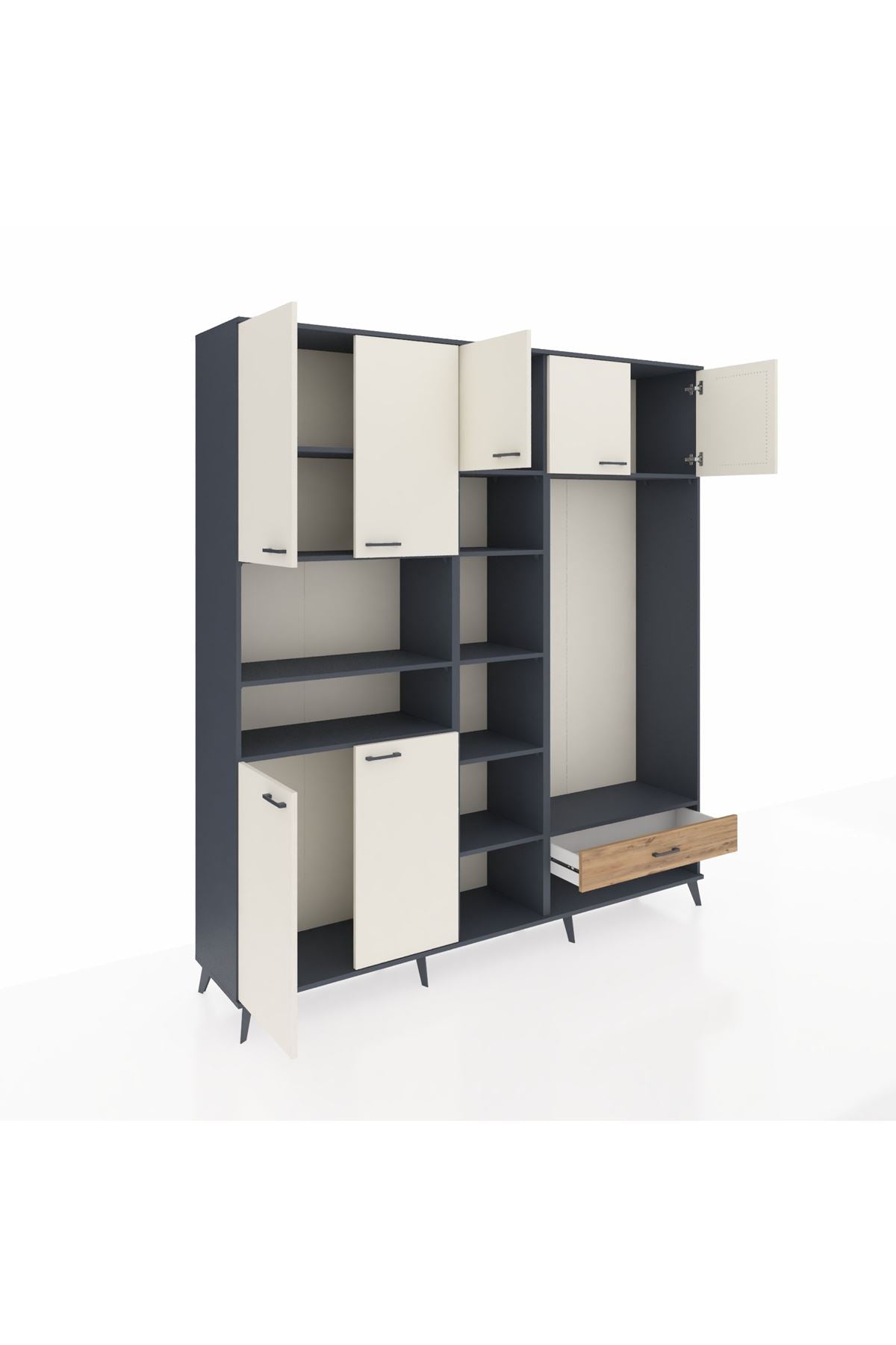 Hyperion Dolap 11 Raflı Tek Çekmeceli 7 Kapaklı 220x44x243 - S553M043V15B