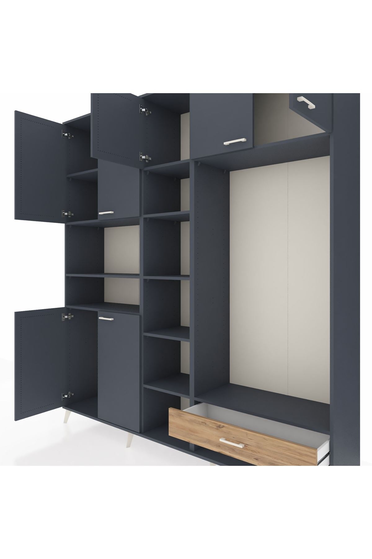 Hyperion Dolap 11 Raflı Tek Çekmeceli 7 Kapaklı 220x44x243 - S553M043V18B