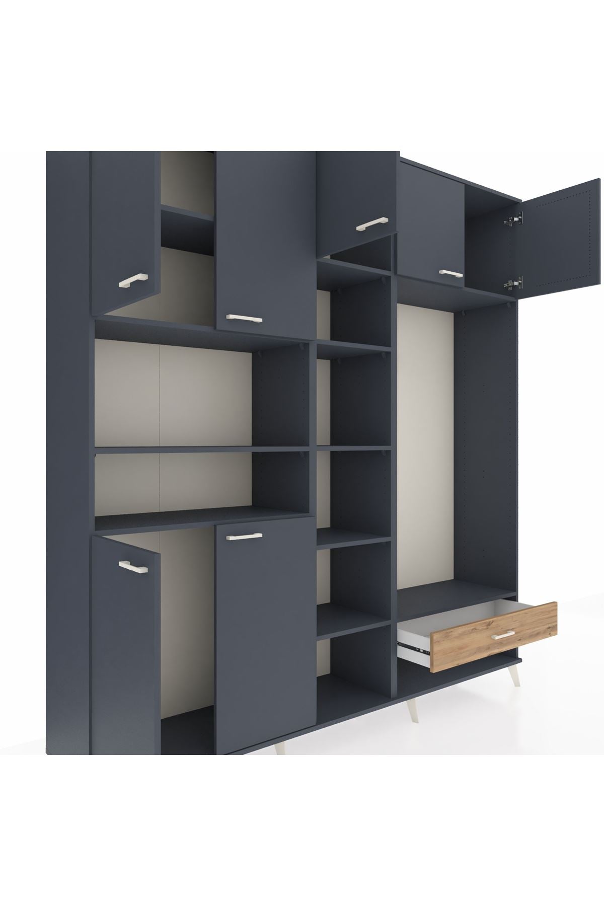 Hyperion Dolap 11 Raflı Tek Çekmeceli 7 Kapaklı 220x44x243 - S553M043V18B