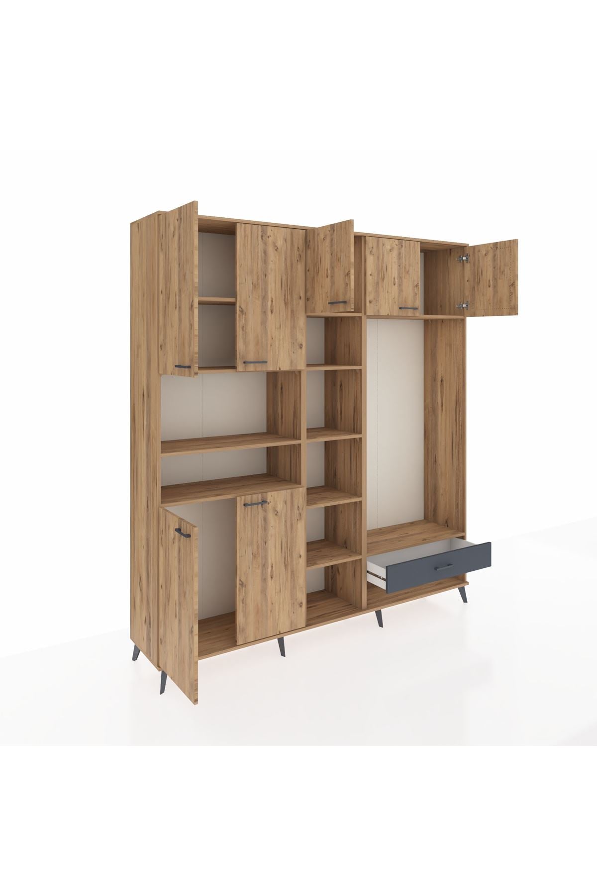 Hyperion Dolap 11 Raflı Tek Çekmeceli 7 Kapaklı 220x44x243 - S553M043V20B