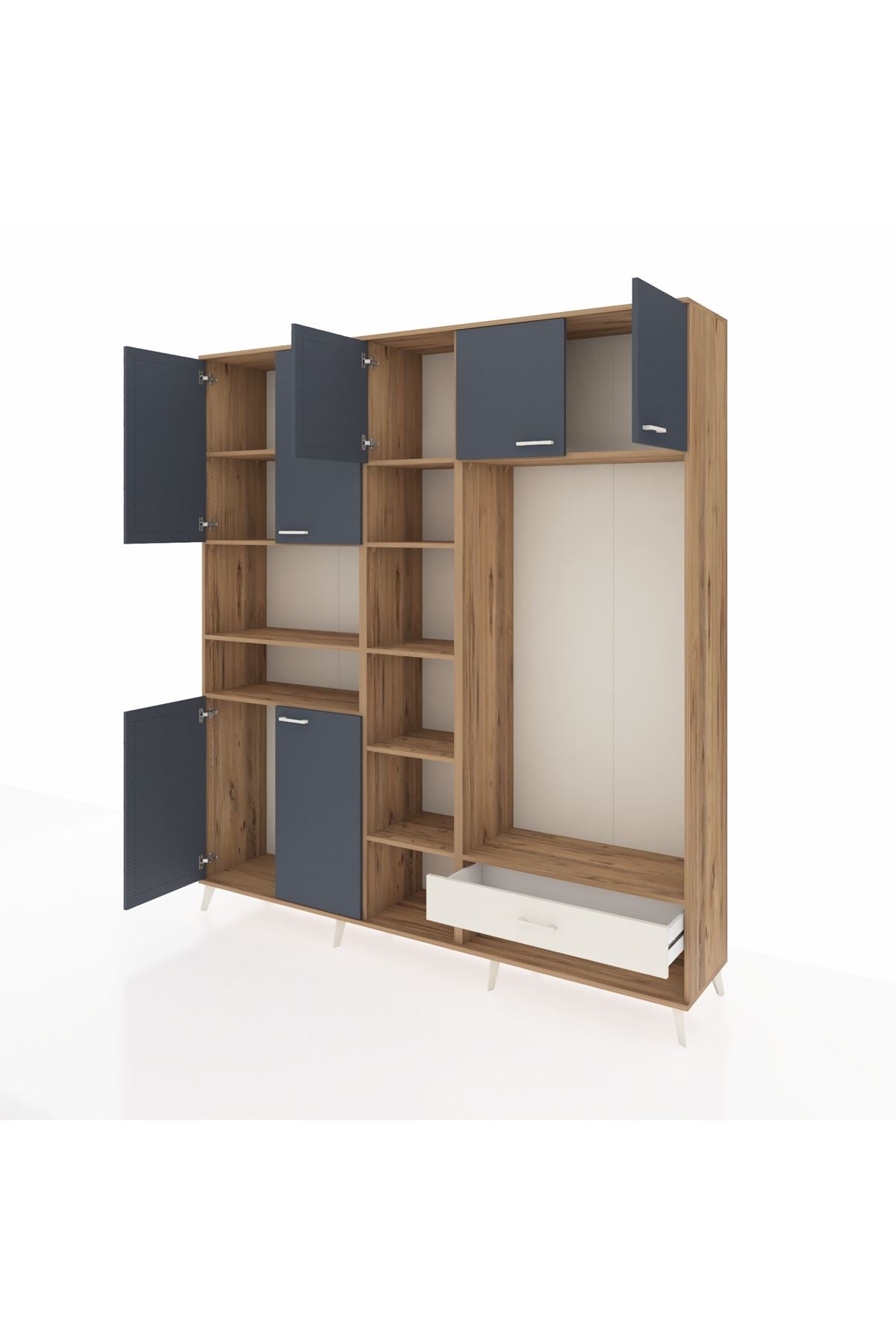 Hyperion Dolap 11 Raflı Tek Çekmeceli 7 Kapaklı 220x44x243 - S553M043V25B