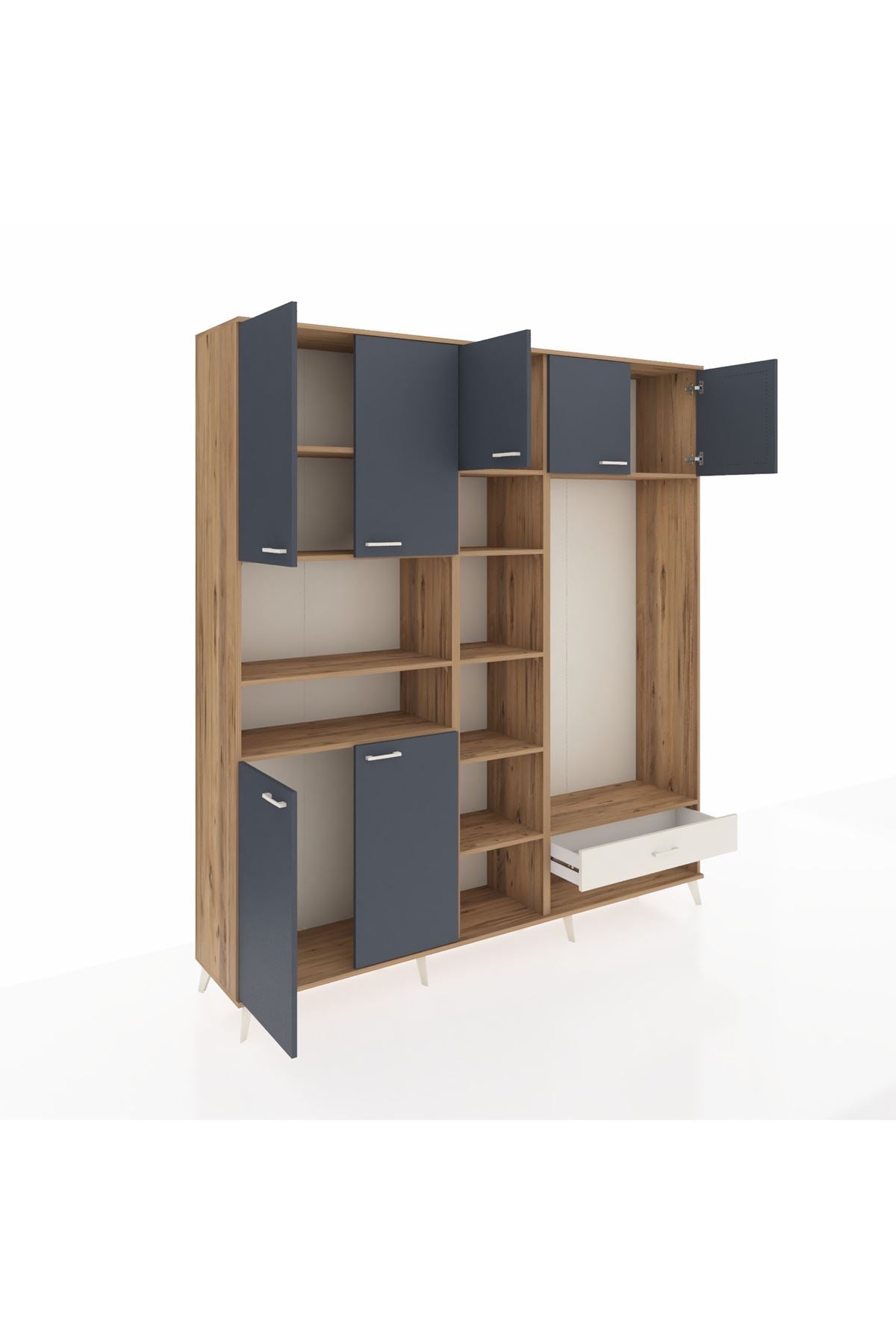 Hyperion Dolap 11 Raflı Tek Çekmeceli 7 Kapaklı 220x44x243 - S553M043V25B