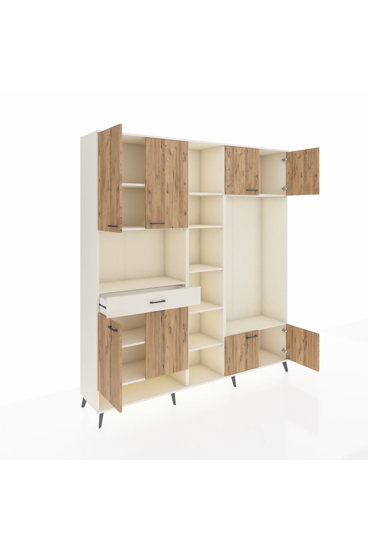 Hyperion Dolap 12 Raflı Tek Çekmeceli 8 Kapaklı 220x44x243 - S553M044V01B