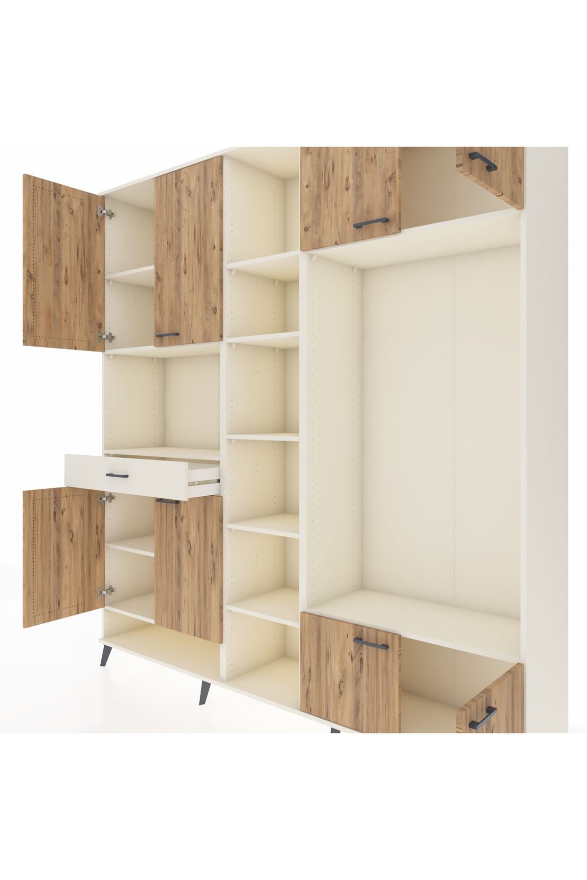 Hyperion Dolap 12 Raflı Tek Çekmeceli 8 Kapaklı 220x44x243 - S553M044V01B