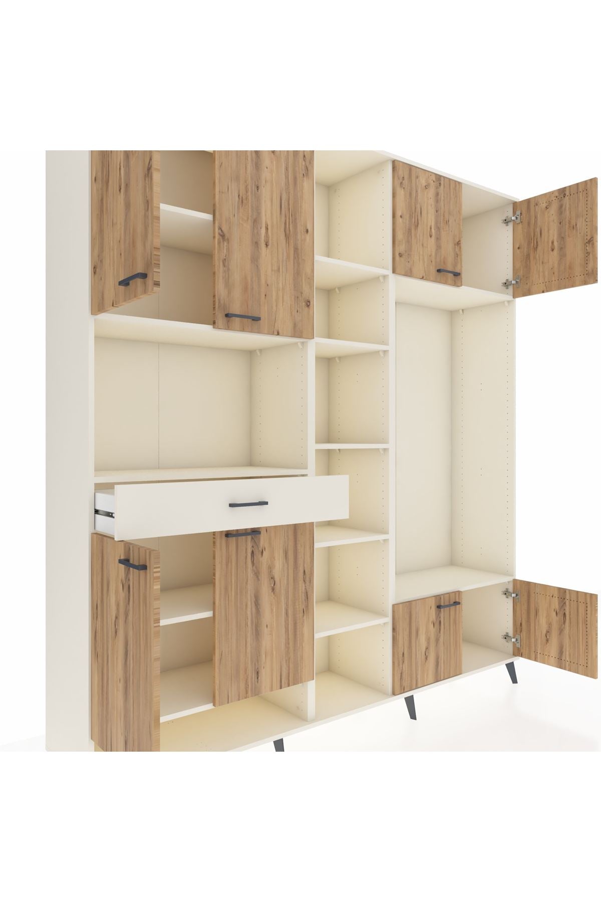 Hyperion Dolap 12 Raflı Tek Çekmeceli 8 Kapaklı 220x44x243 - S553M044V01B