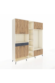 Hyperion Dolap 12 Raflı Tek Çekmeceli 8 Kapaklı 220x44x243 Aytaşı-Çam/Antrasit