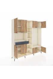 Hyperion Dolap 12 Raflı Tek Çekmeceli 8 Kapaklı 220x44x243 Aytaşı-Çam/Antrasit