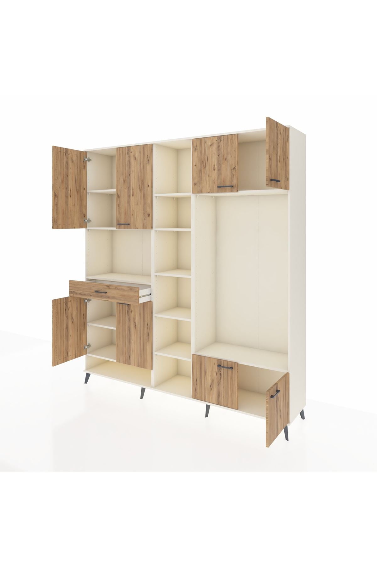 Hyperion Dolap 12 Raflı Tek Çekmeceli 8 Kapaklı 220x44x243 - S553M044V03B