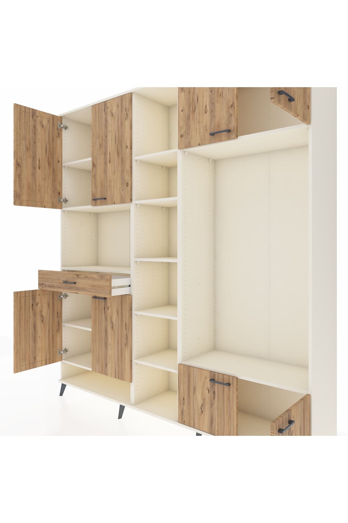 Hyperion Dolap 12 Raflı Tek Çekmeceli 8 Kapaklı 220x44x243 - S553M044V03B