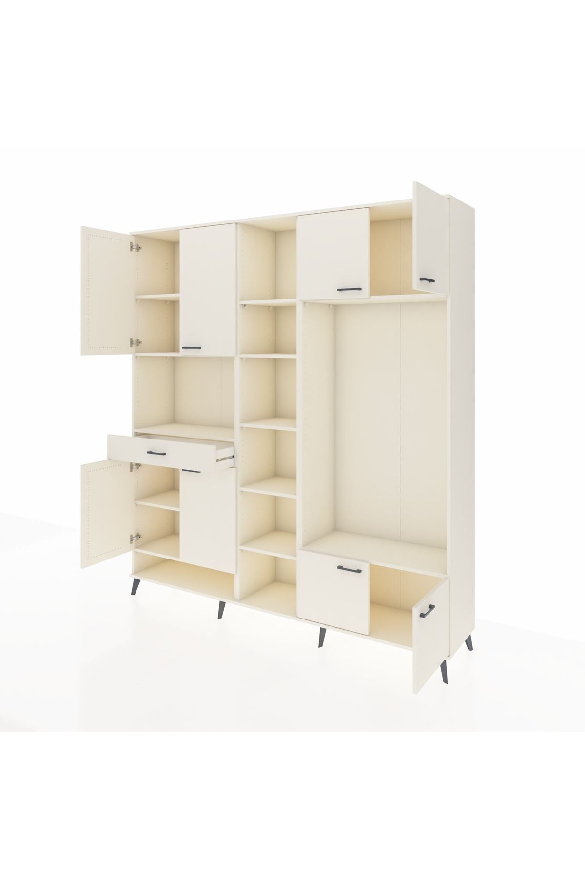 Hyperion Dolap 12 Raflı Tek Çekmeceli 8 Kapaklı 220x44x243 - S553M044V04B