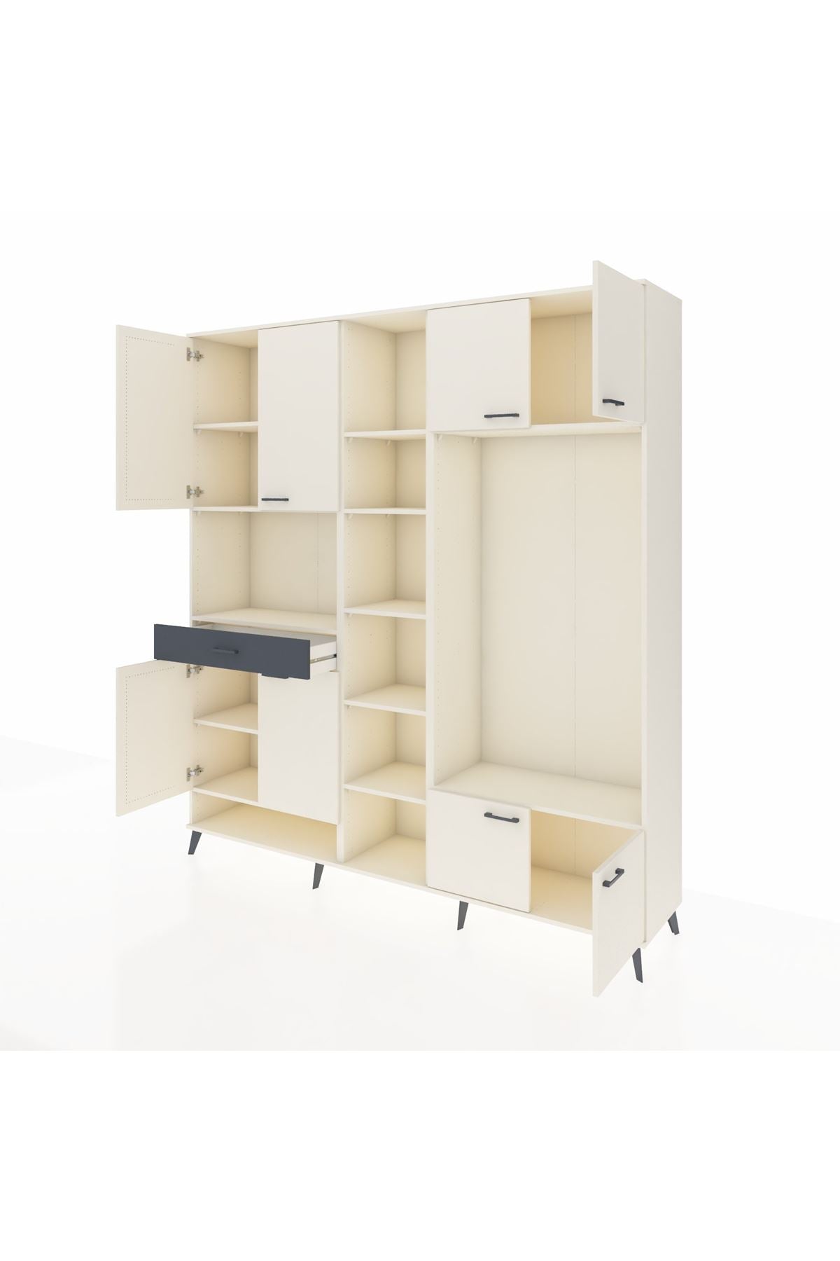 Hyperion Dolap 12 Raflı Tek Çekmeceli 8 Kapaklı 220x44x243 - S553M044V05B