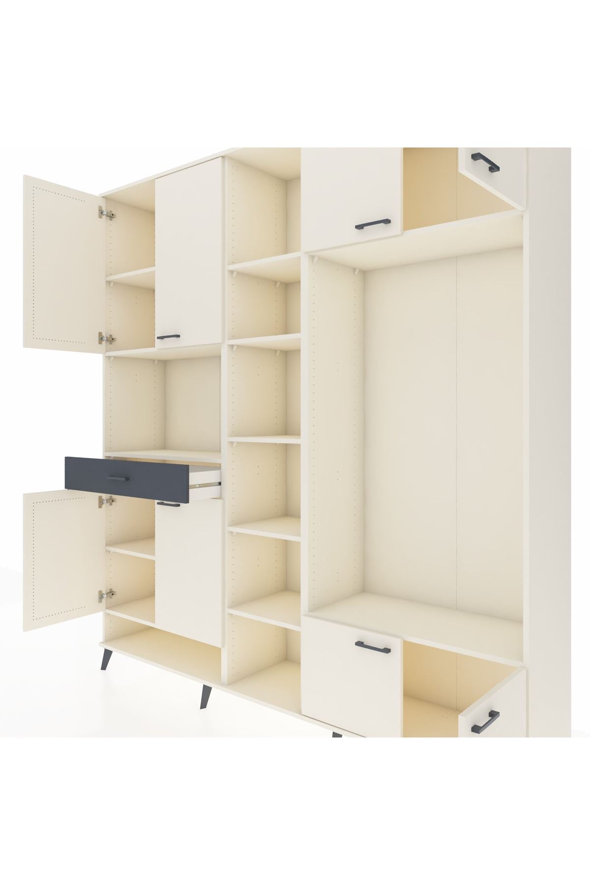 Hyperion Dolap 12 Raflı Tek Çekmeceli 8 Kapaklı 220x44x243 - S553M044V05B