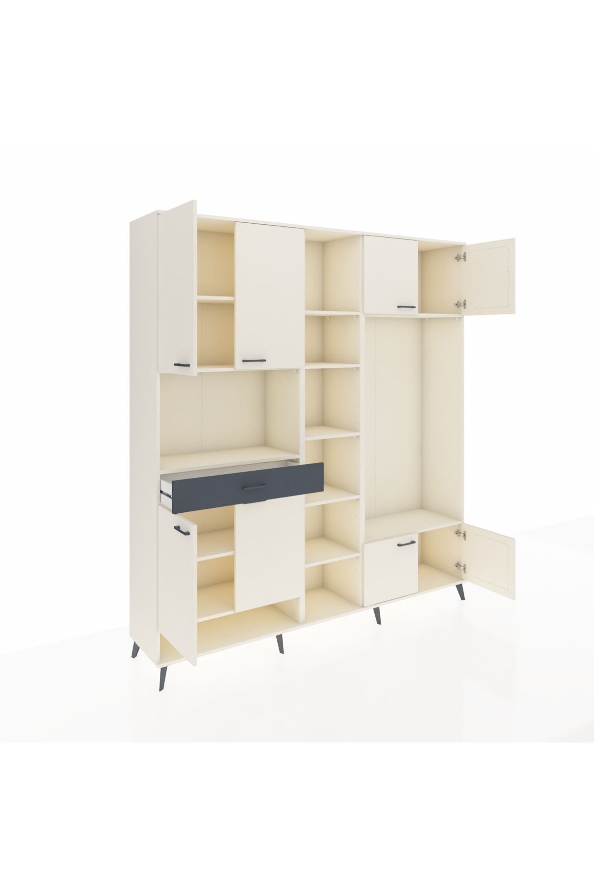 Hyperion Dolap 12 Raflı Tek Çekmeceli 8 Kapaklı 220x44x243 - S553M044V05B