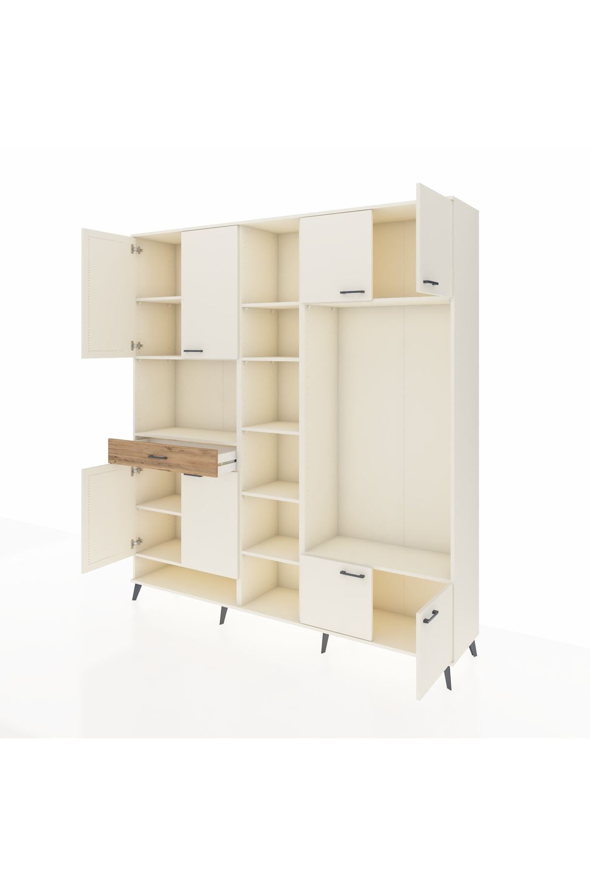 Hyperion Dolap 12 Raflı Tek Çekmeceli 8 Kapaklı 220x44x243 - S553M044V06B