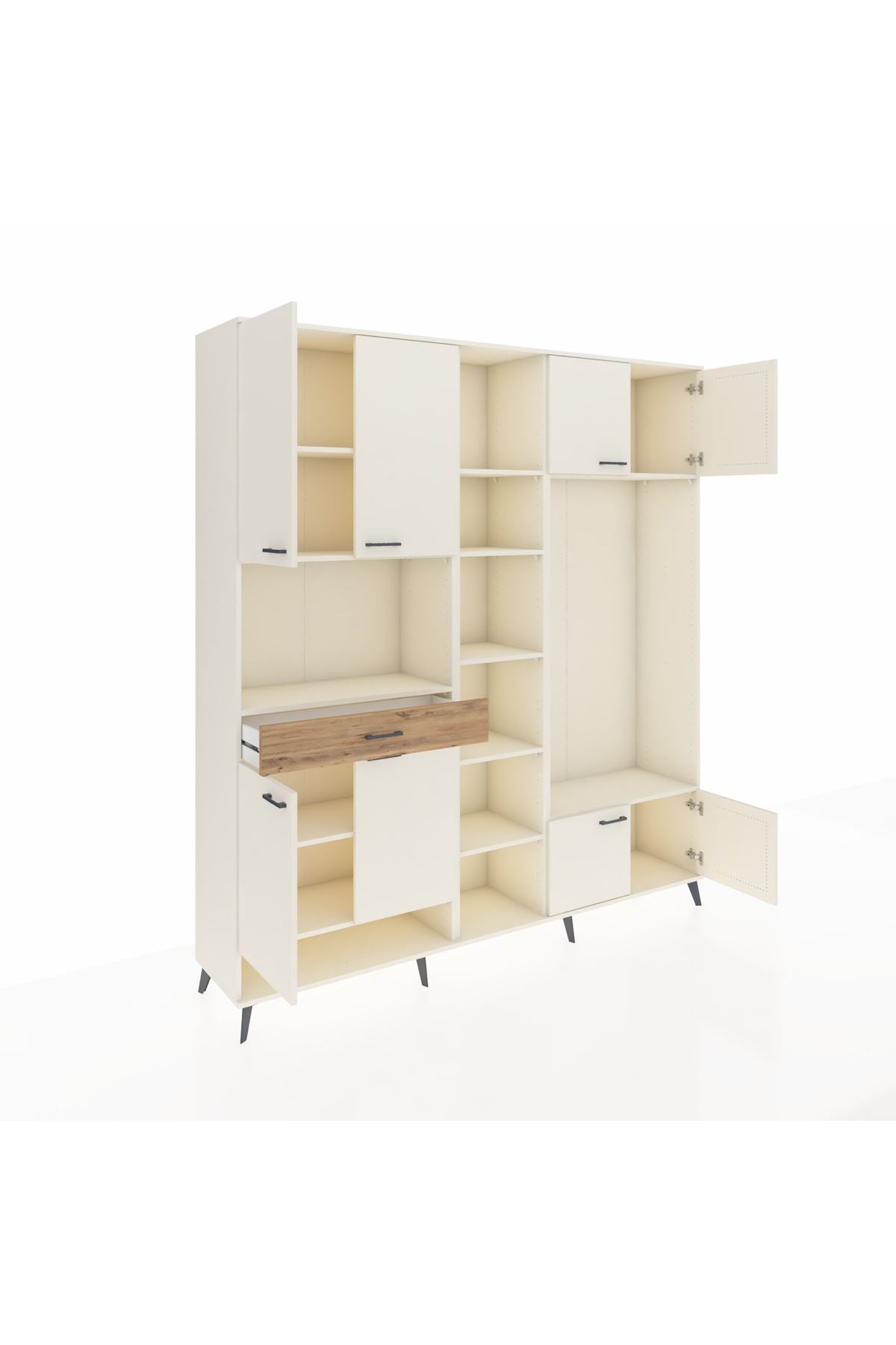 Hyperion Dolap 12 Raflı Tek Çekmeceli 8 Kapaklı 220x44x243 - S553M044V06B