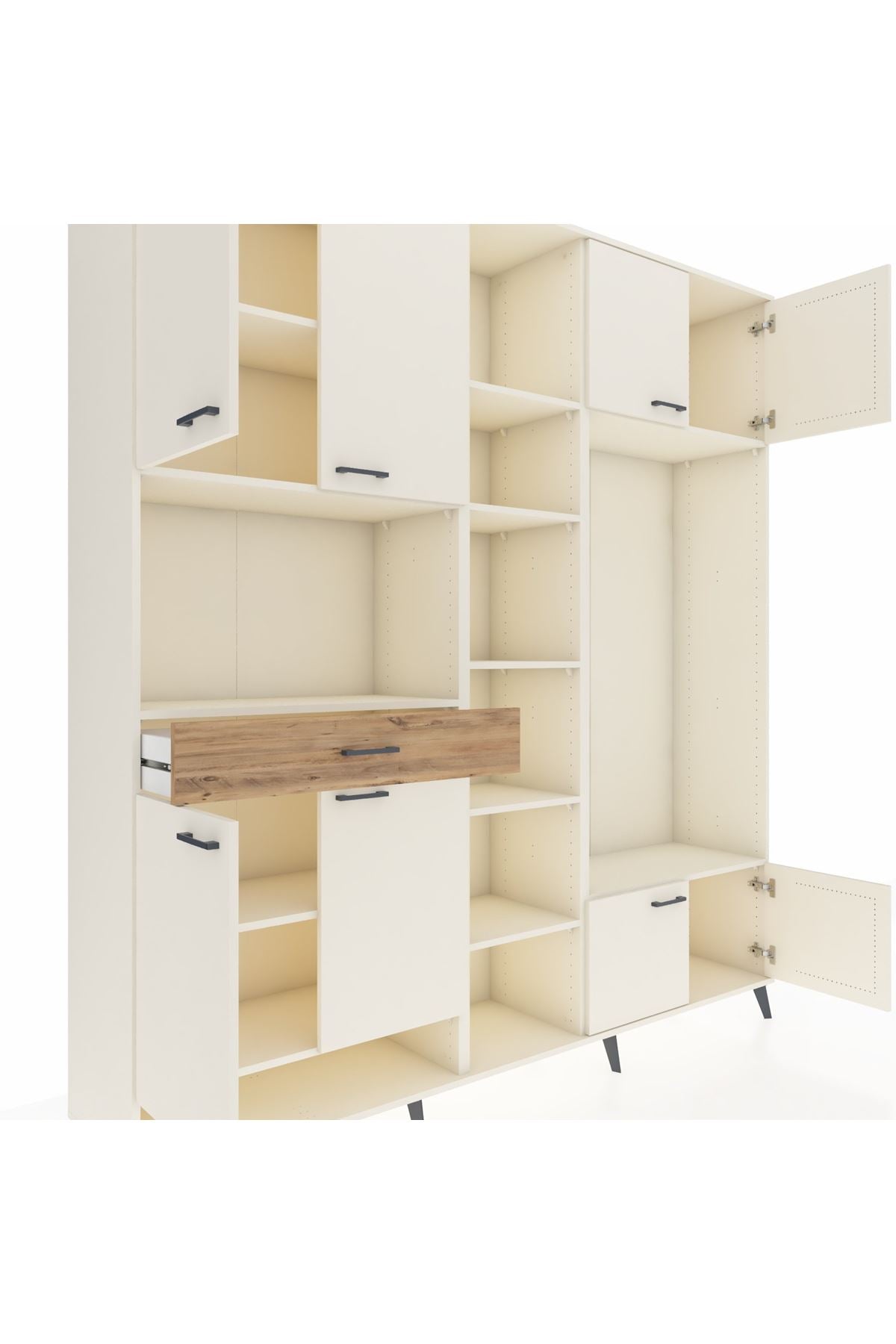 Hyperion Dolap 12 Raflı Tek Çekmeceli 8 Kapaklı 220x44x243 - S553M044V06B