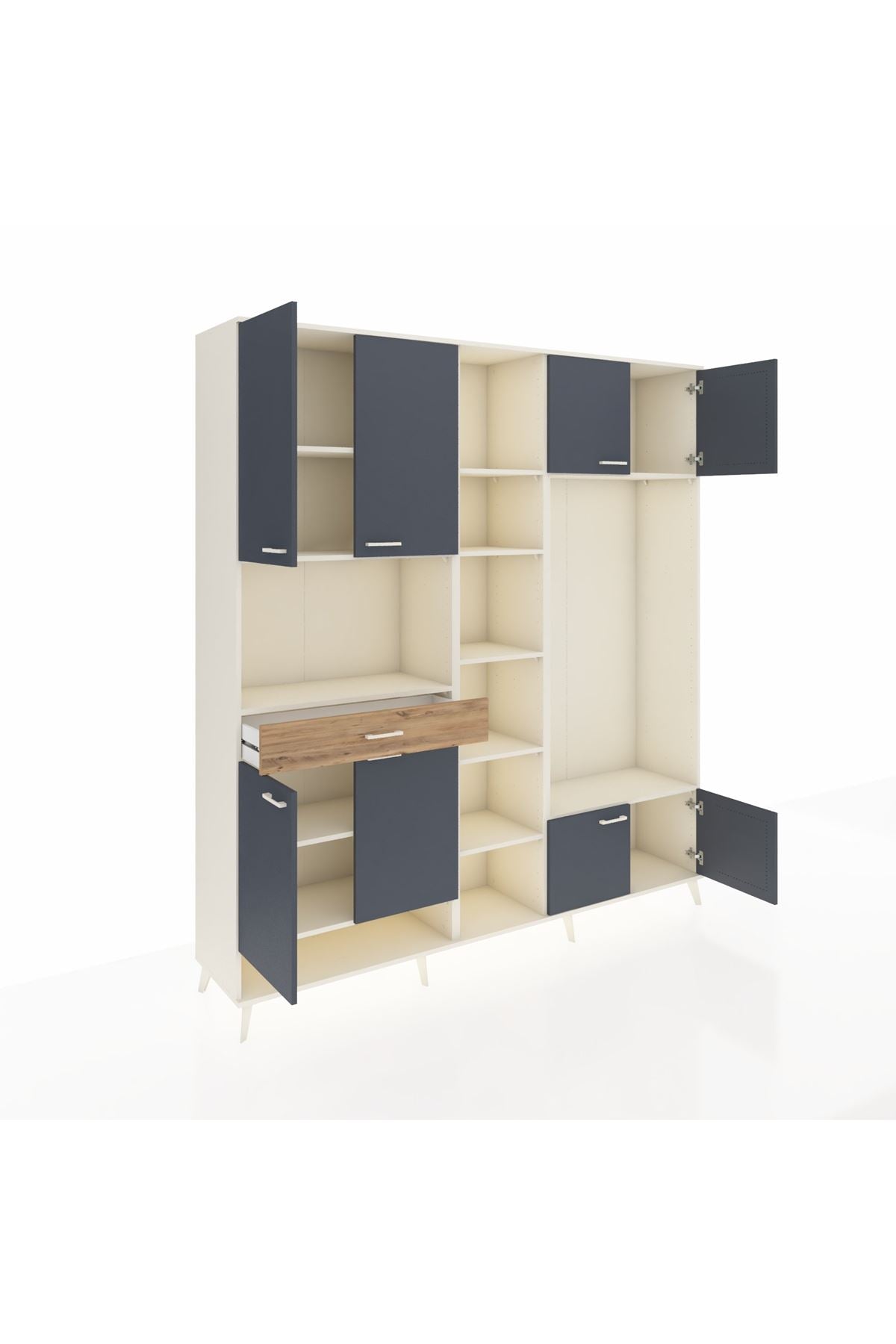 Hyperion Dolap 12 Raflı Tek Çekmeceli 8 Kapaklı 220x44x243 - S553M044V09B