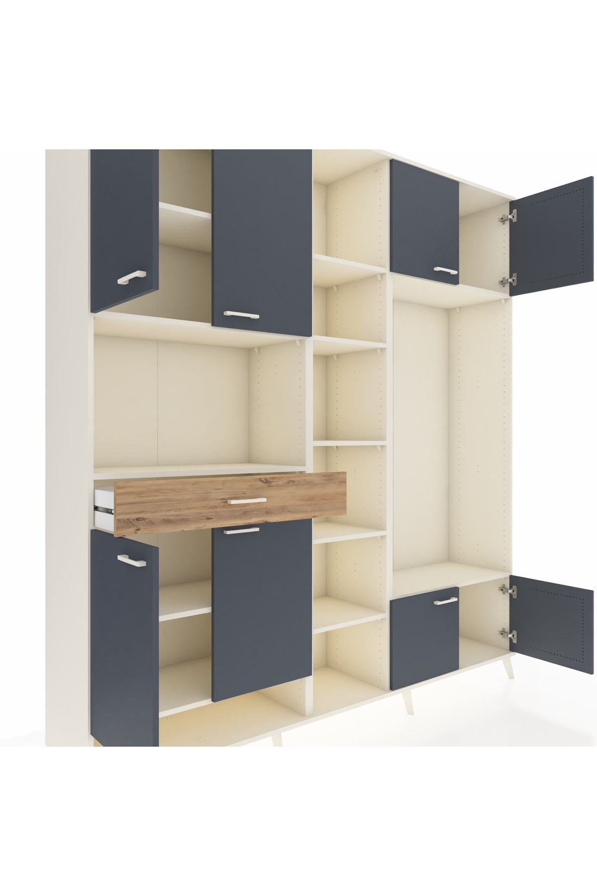 Hyperion Dolap 12 Raflı Tek Çekmeceli 8 Kapaklı 220x44x243 - S553M044V09B