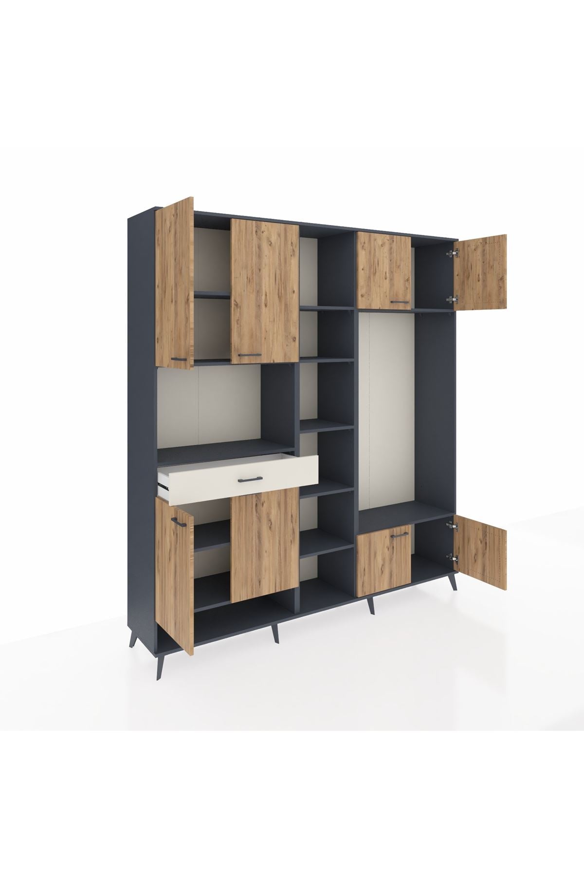 Hyperion Dolap 12 Raflı Tek Çekmeceli 8 Kapaklı 220x44x243 - S553M044V10B