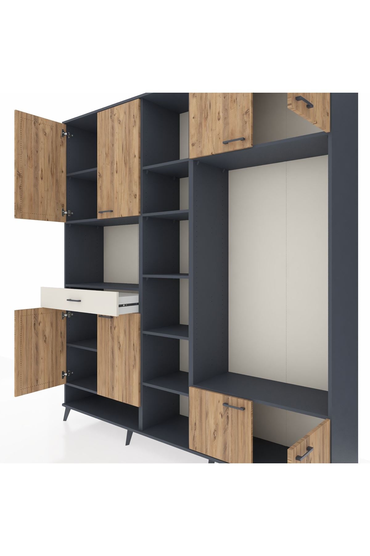 Hyperion Dolap 12 Raflı Tek Çekmeceli 8 Kapaklı 220x44x243 - S553M044V10B