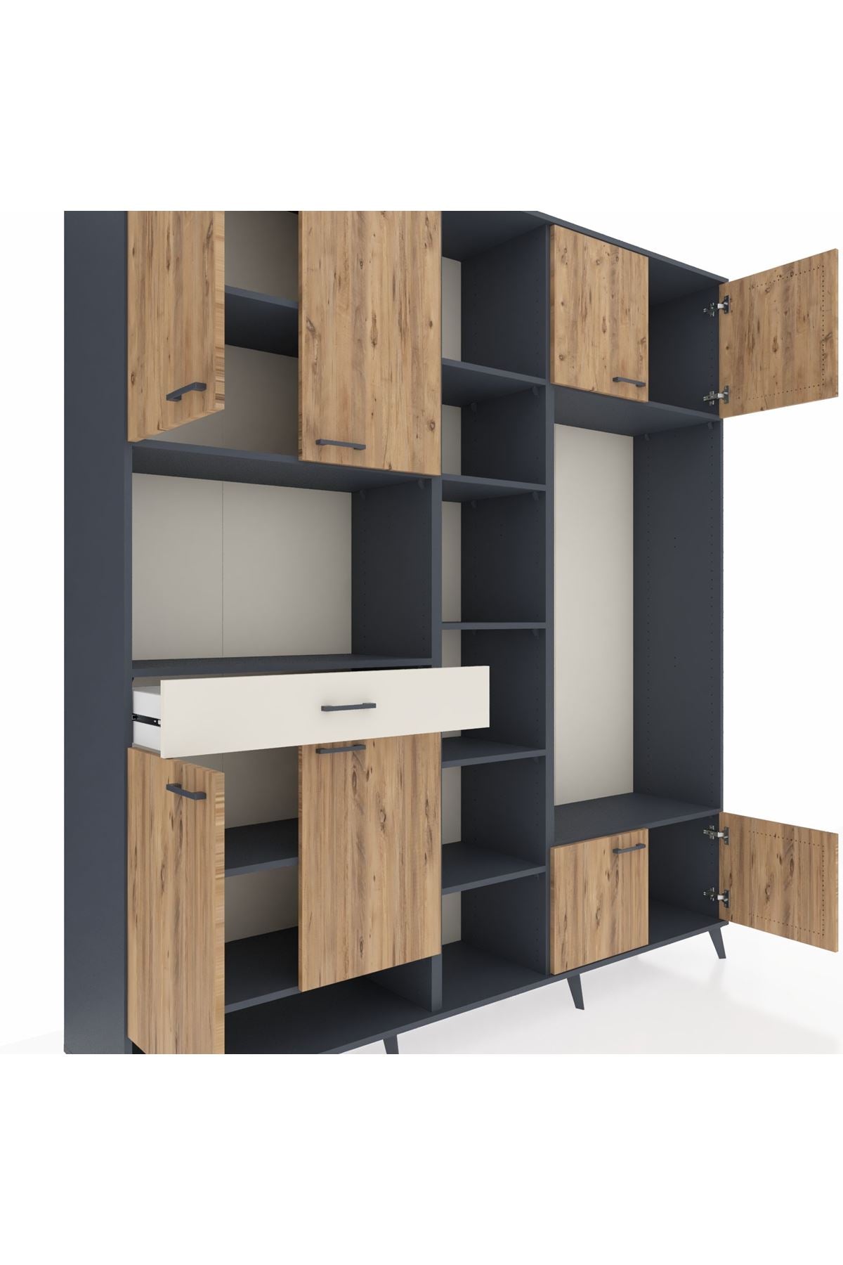 Hyperion Dolap 12 Raflı Tek Çekmeceli 8 Kapaklı 220x44x243 - S553M044V10B