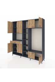 Hyperion Dolap 12 Raflı Tek Çekmeceli 8 Kapaklı 220x44x243 - S553M044V12B