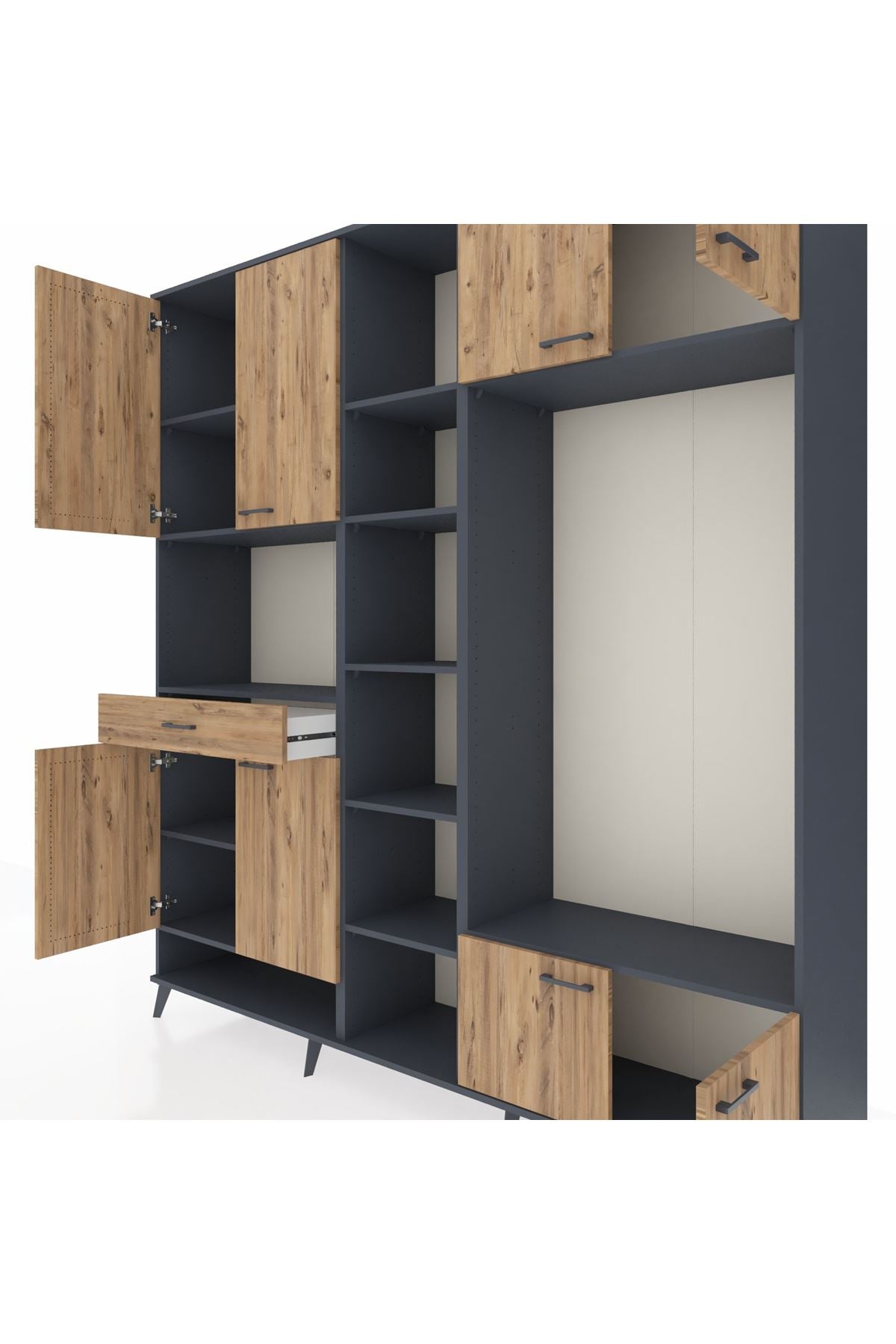 Hyperion Dolap 12 Raflı Tek Çekmeceli 8 Kapaklı 220x44x243 - S553M044V12B