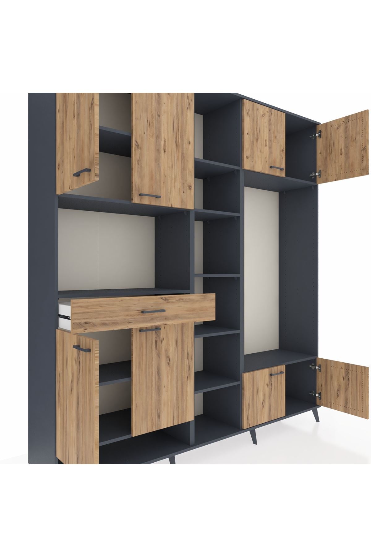 Hyperion Dolap 12 Raflı Tek Çekmeceli 8 Kapaklı 220x44x243 - S553M044V12B