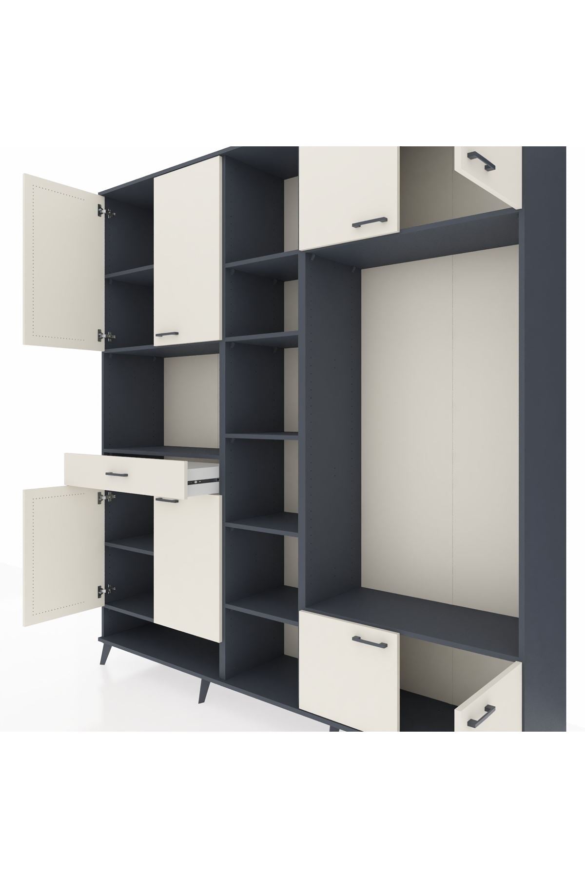 Hyperion Dolap 12 Raflı Tek Çekmeceli 8 Kapaklı 220x44x243 - S553M044V13B