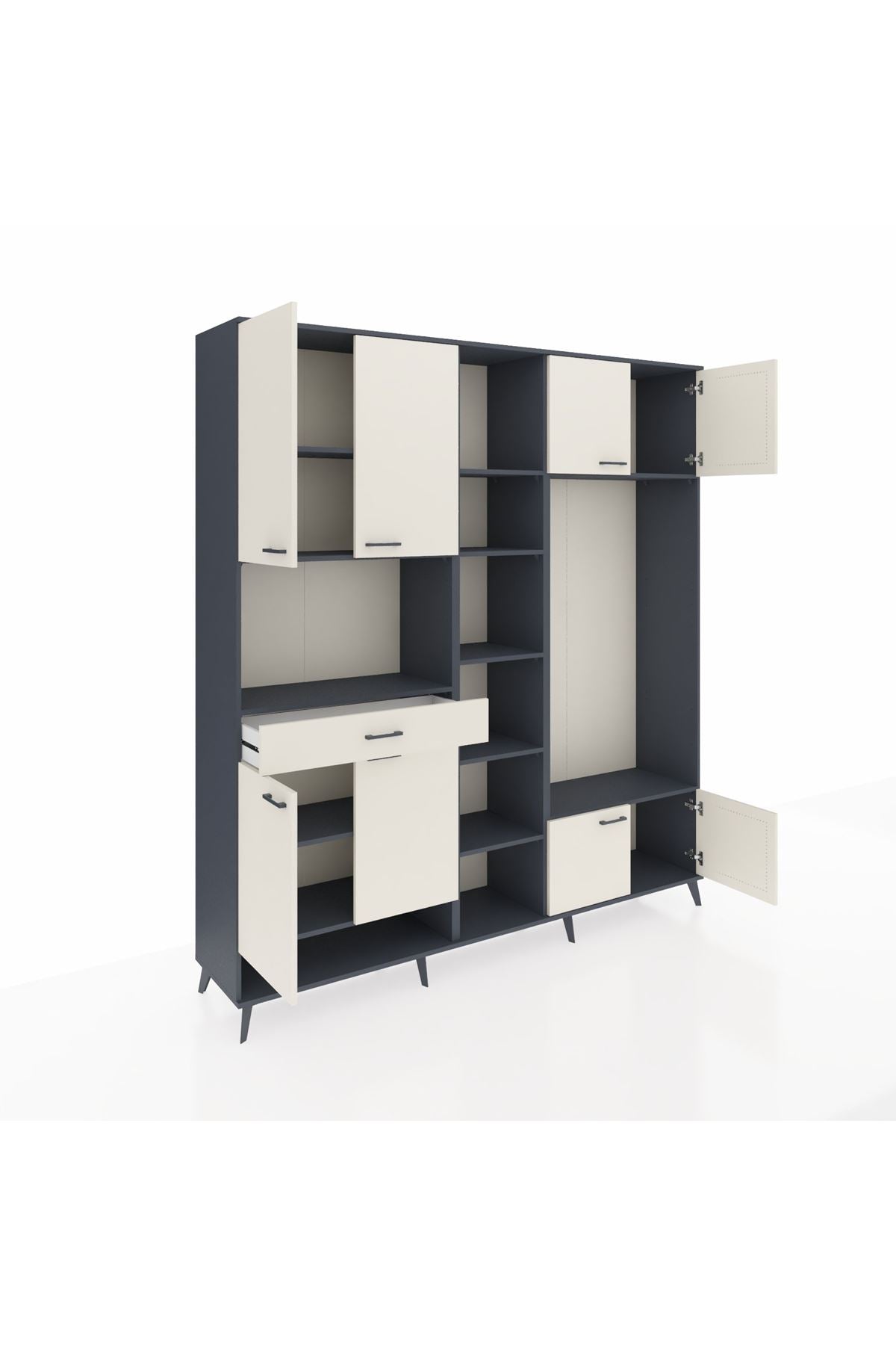 Hyperion Dolap 12 Raflı Tek Çekmeceli 8 Kapaklı 220x44x243 - S553M044V13B