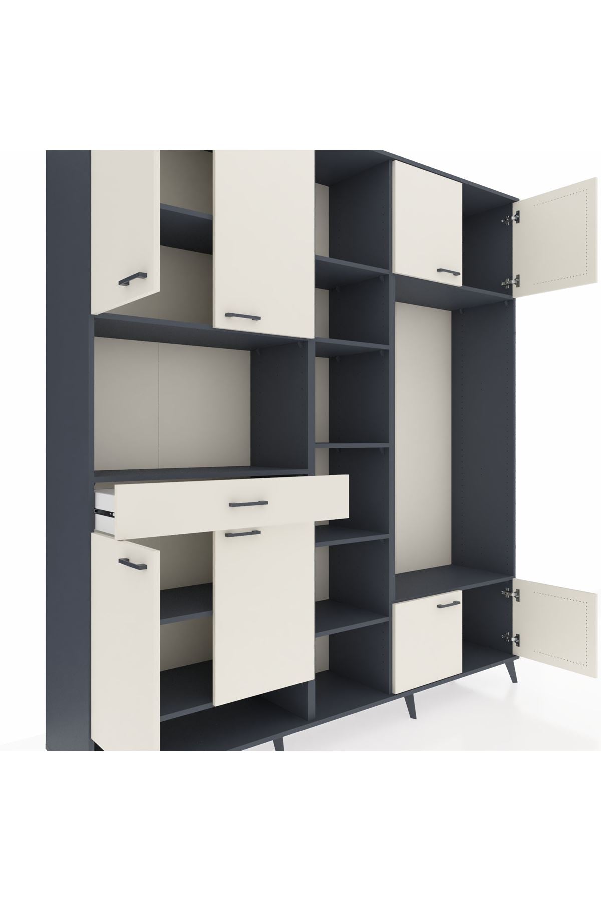 Hyperion Dolap 12 Raflı Tek Çekmeceli 8 Kapaklı 220x44x243 - S553M044V13B