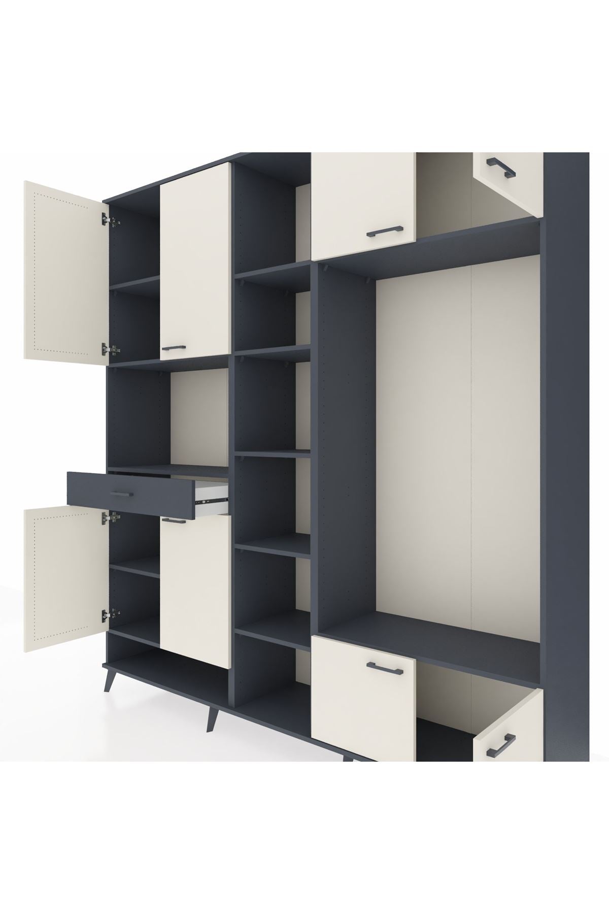 Hyperion Dolap 12 Raflı Tek Çekmeceli 8 Kapaklı 220x44x243 - S553M044V14B