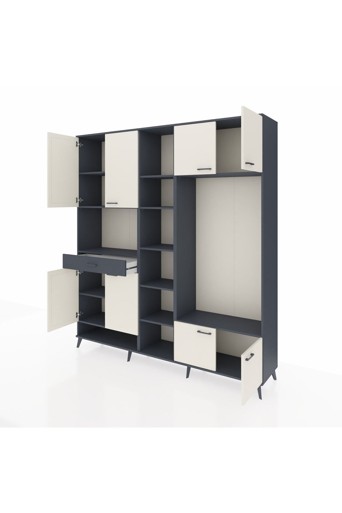 Hyperion Dolap 12 Raflı Tek Çekmeceli 8 Kapaklı 220x44x243 - S553M044V14B