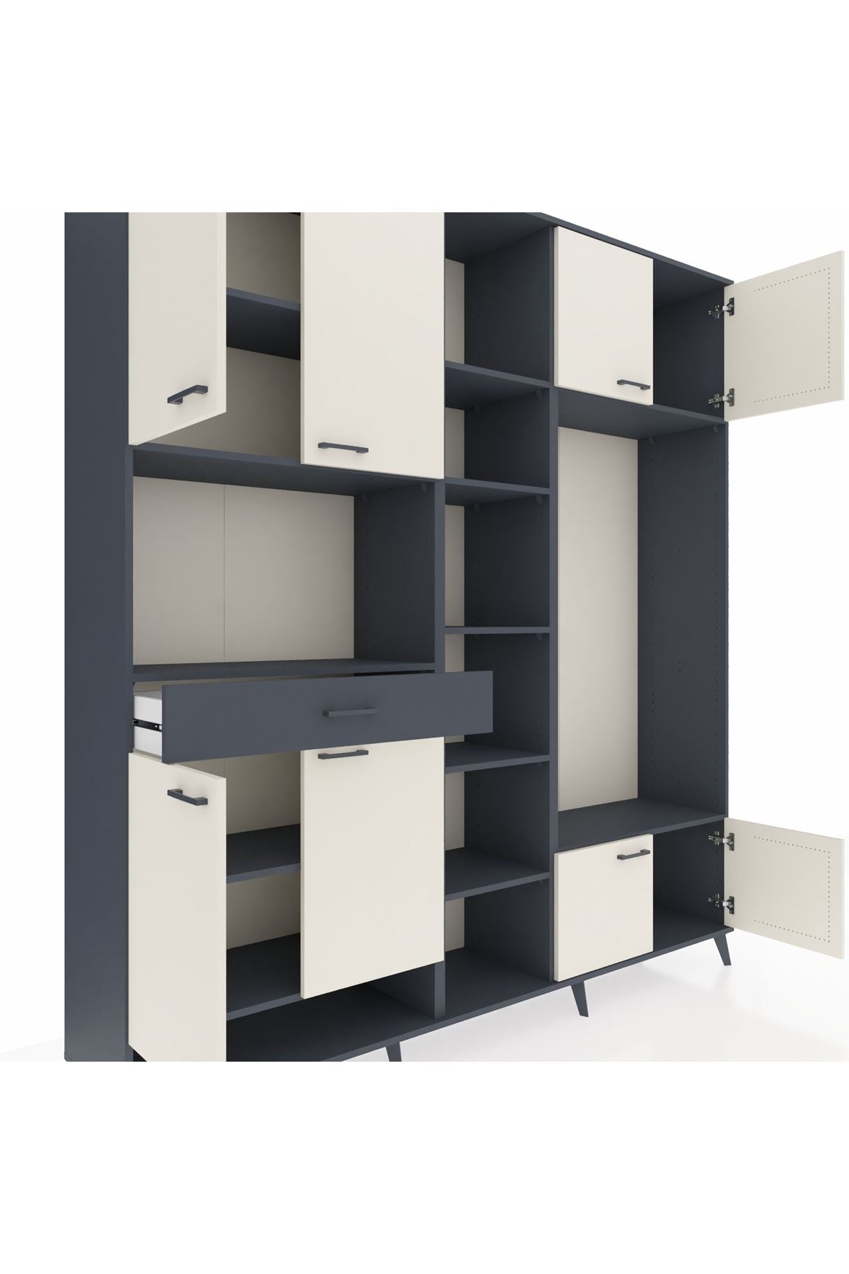 Hyperion Dolap 12 Raflı Tek Çekmeceli 8 Kapaklı 220x44x243 - S553M044V14B