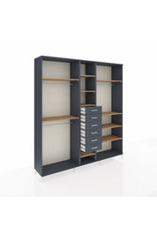 Hyperion Dolap 10 Raflı 6 Çekmeceli 3 Askılı 220x44x243 Antrasit-Çam/Antrasit
