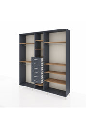 Hyperion Dolap 10 Raflı 6 Çekmeceli 3 Askılı 220x44x243 Antrasit-Çam/Antrasit