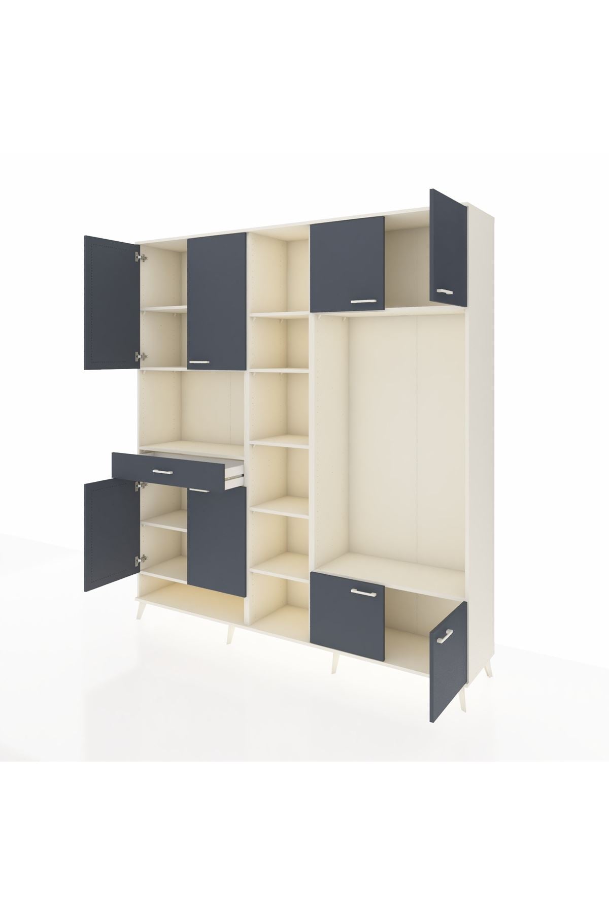 Hyperion Dolap 12 Raflı Tek Çekmeceli 8 Kapaklı 220x44x243 - S553M044V08B