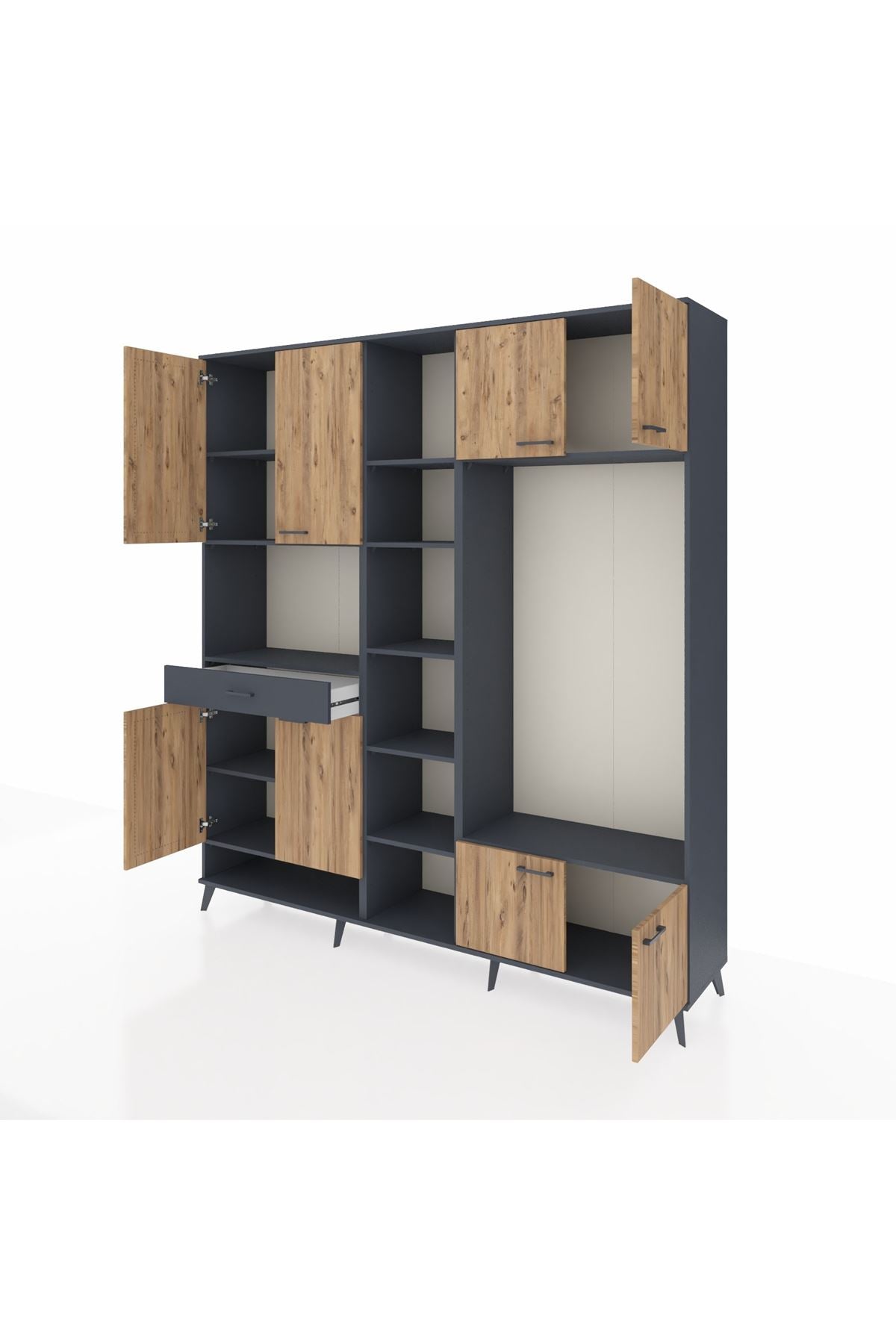 Hyperion Dolap 12 Raflı Tek Çekmeceli 8 Kapaklı 220x44x243 - S553M044V11B