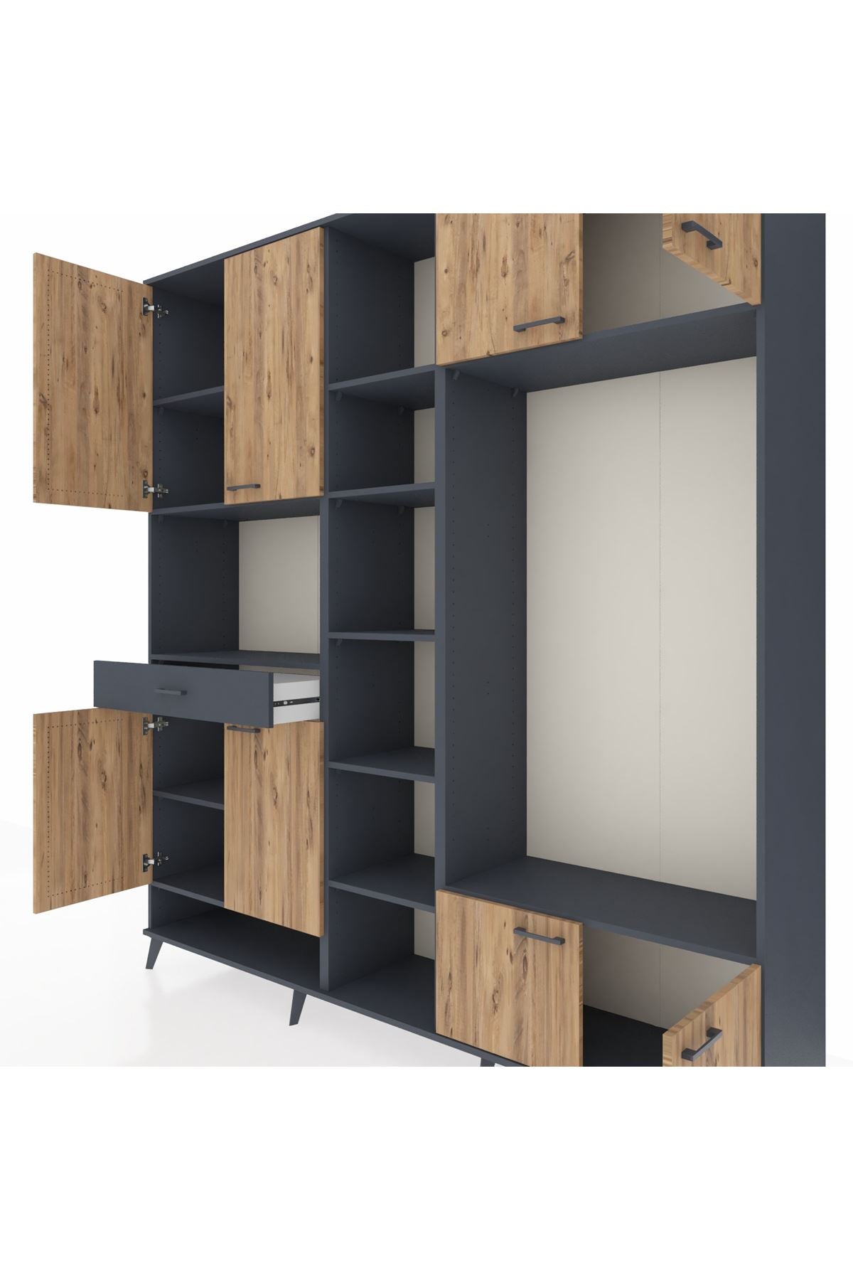 Hyperion Dolap 12 Raflı Tek Çekmeceli 8 Kapaklı 220x44x243 - S553M044V11B