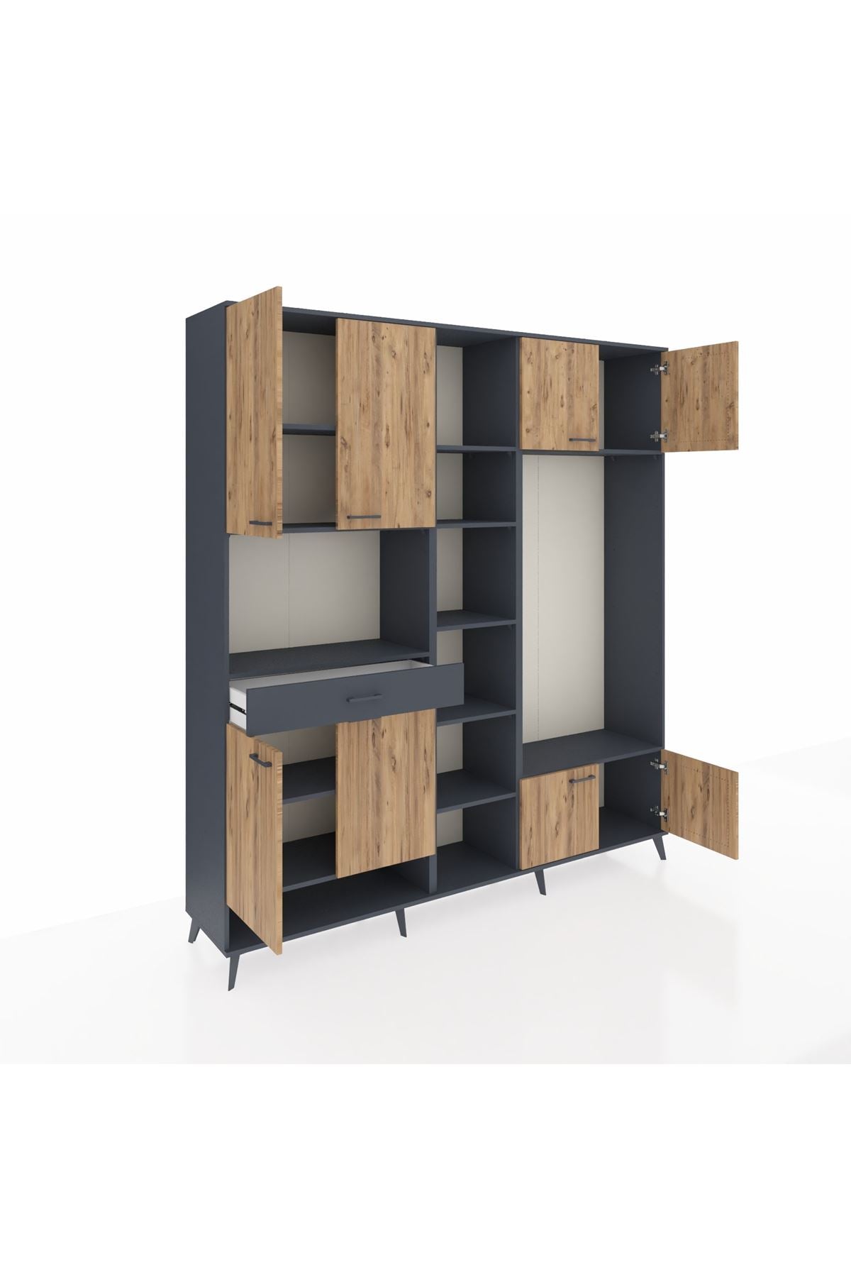 Hyperion Dolap 12 Raflı Tek Çekmeceli 8 Kapaklı 220x44x243 - S553M044V11B