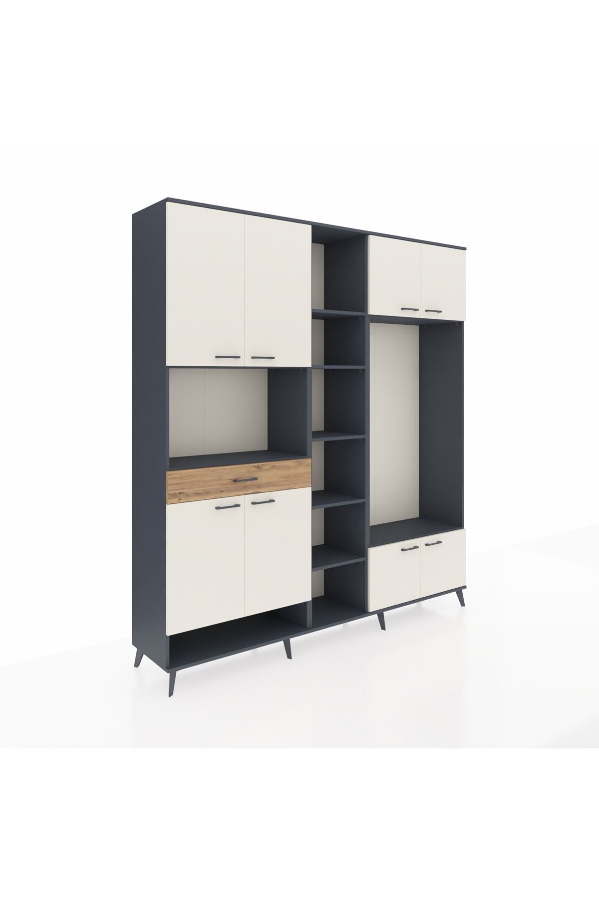 Hyperion Dolap 12 Raflı Tek Çekmeceli 8 Kapaklı 220x44x243 - S553M044V15B