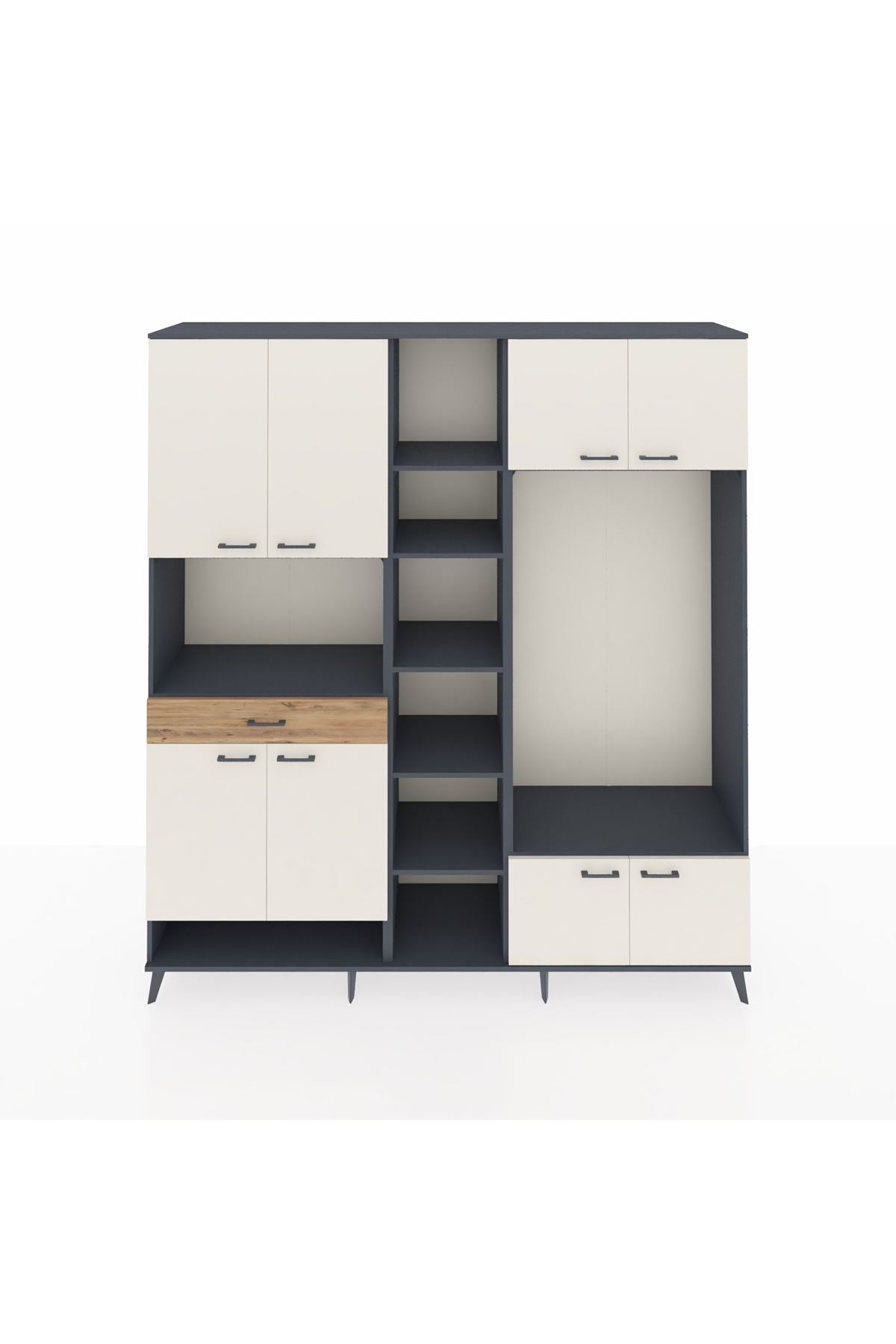 Hyperion Dolap 12 Raflı Tek Çekmeceli 8 Kapaklı 220x44x243 - S553M044V15B