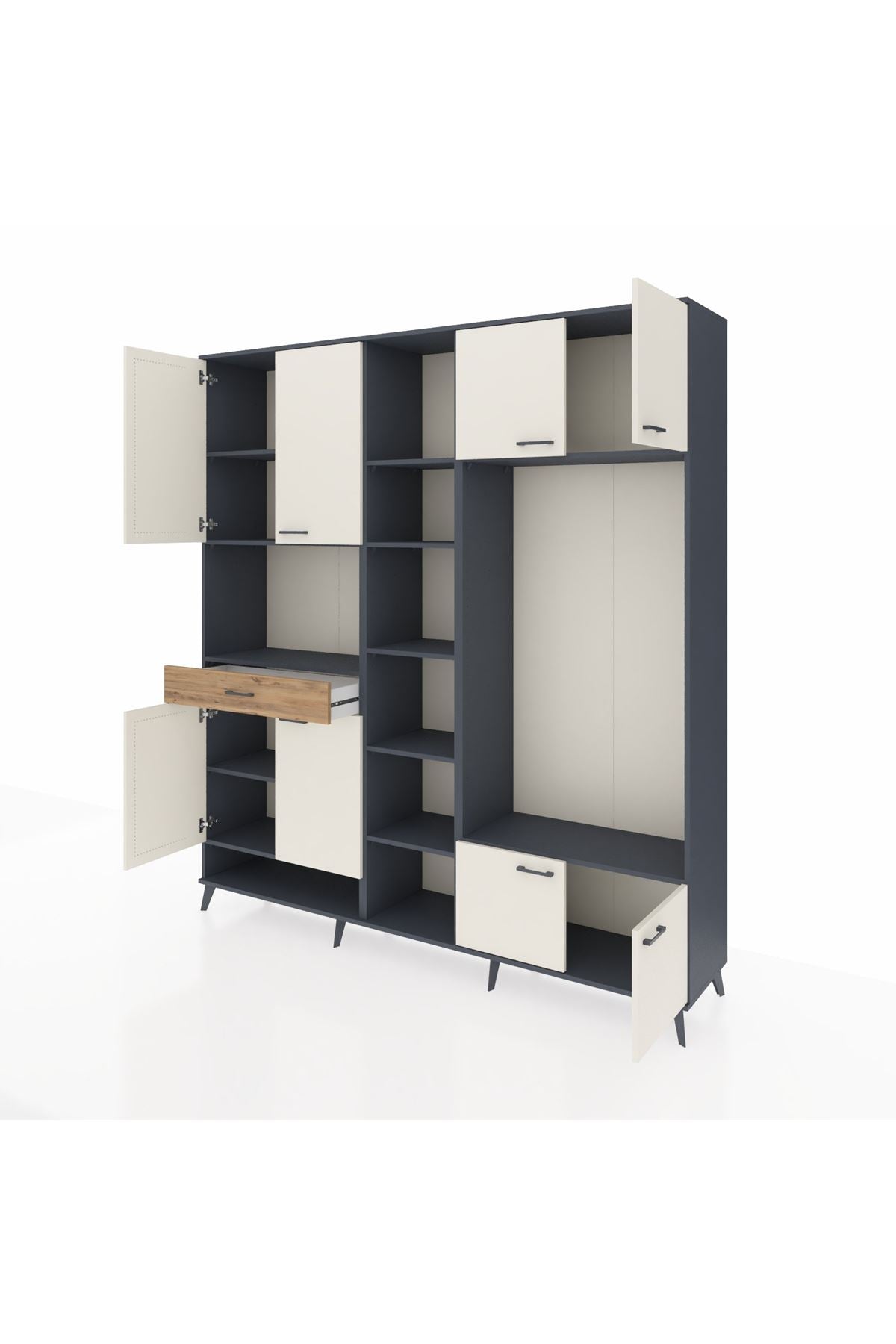 Hyperion Dolap 12 Raflı Tek Çekmeceli 8 Kapaklı 220x44x243 - S553M044V15B