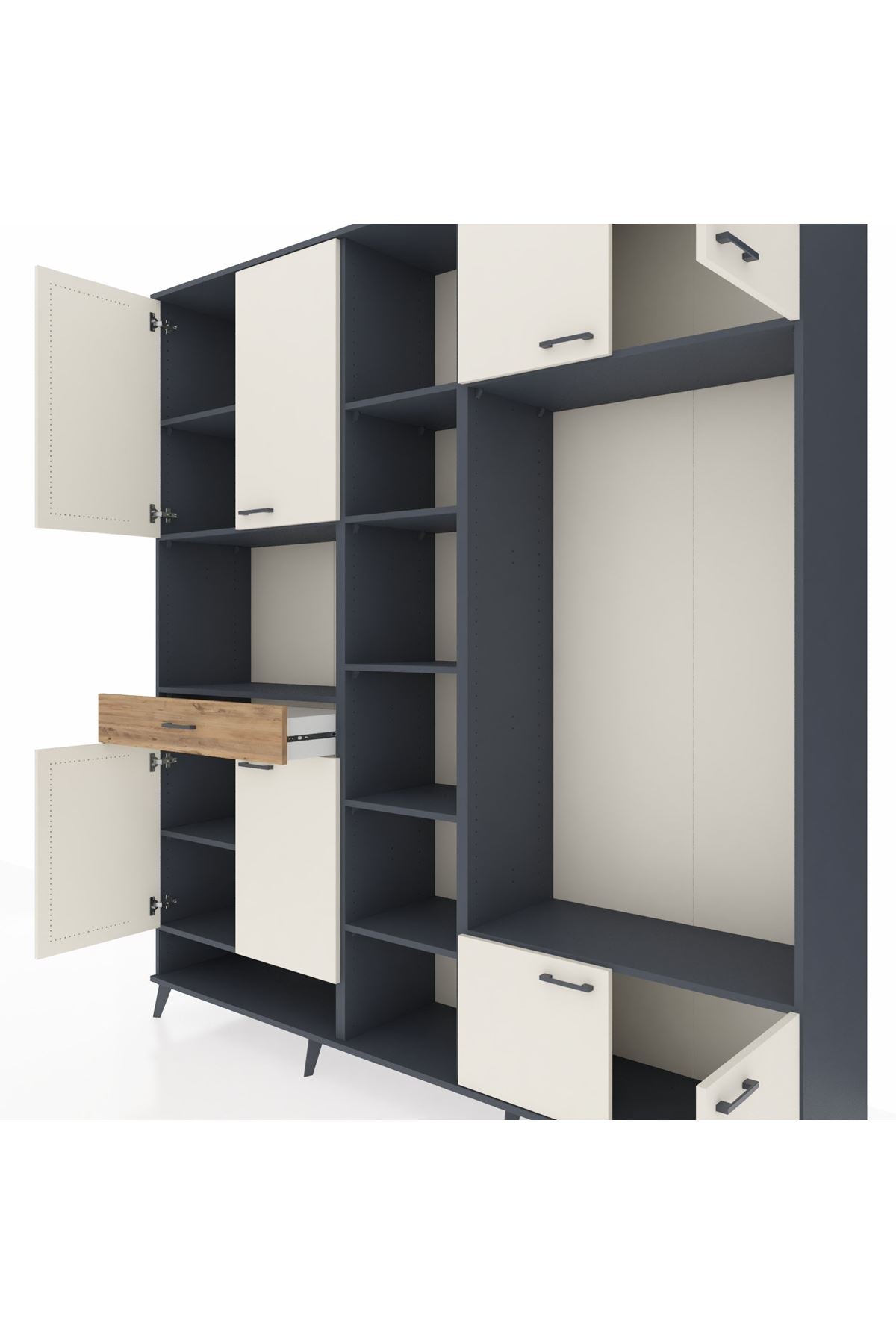 Hyperion Dolap 12 Raflı Tek Çekmeceli 8 Kapaklı 220x44x243 - S553M044V15B