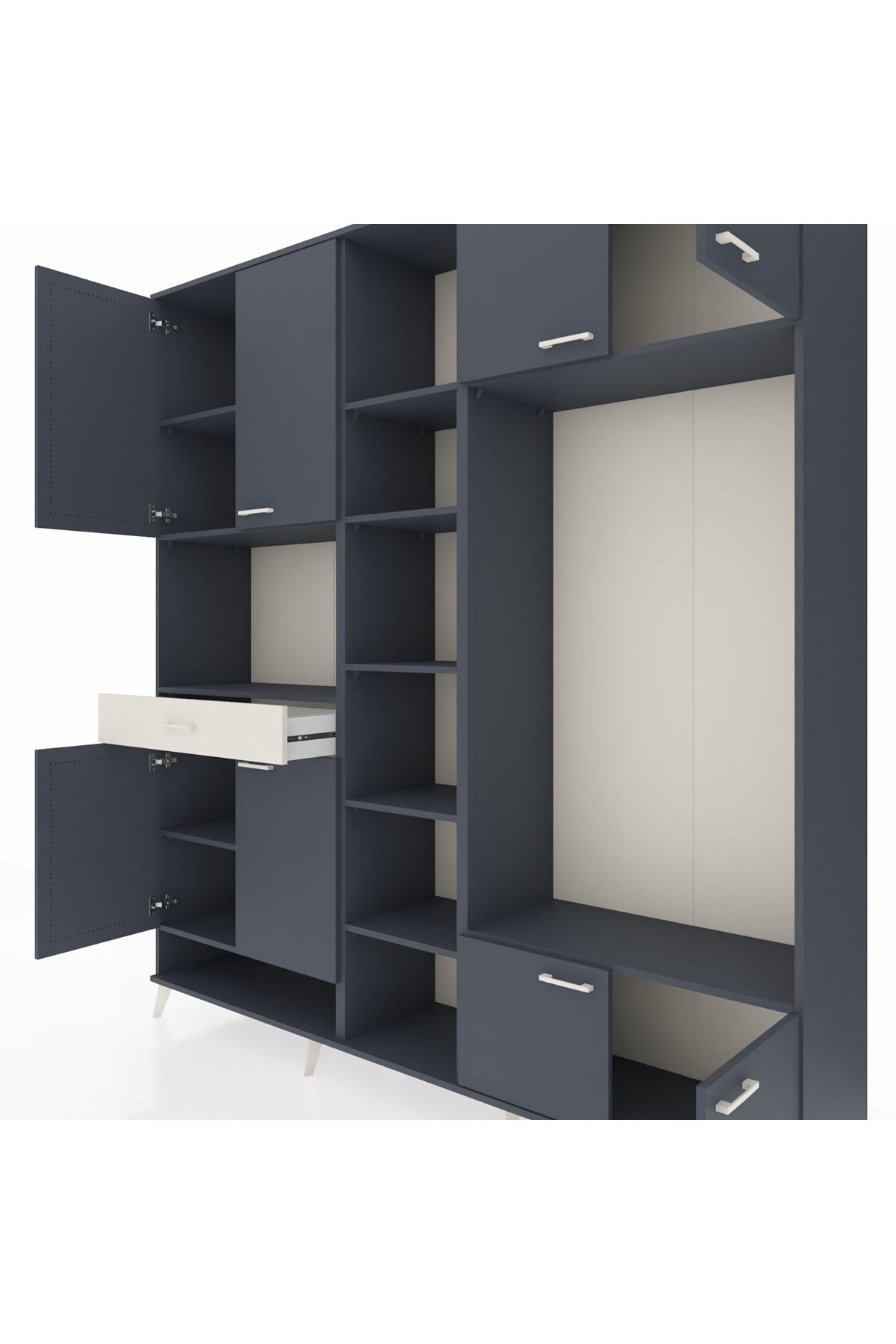 Hyperion Dolap 12 Raflı Tek Çekmeceli 8 Kapaklı 220x44x243 - S553M044V16B