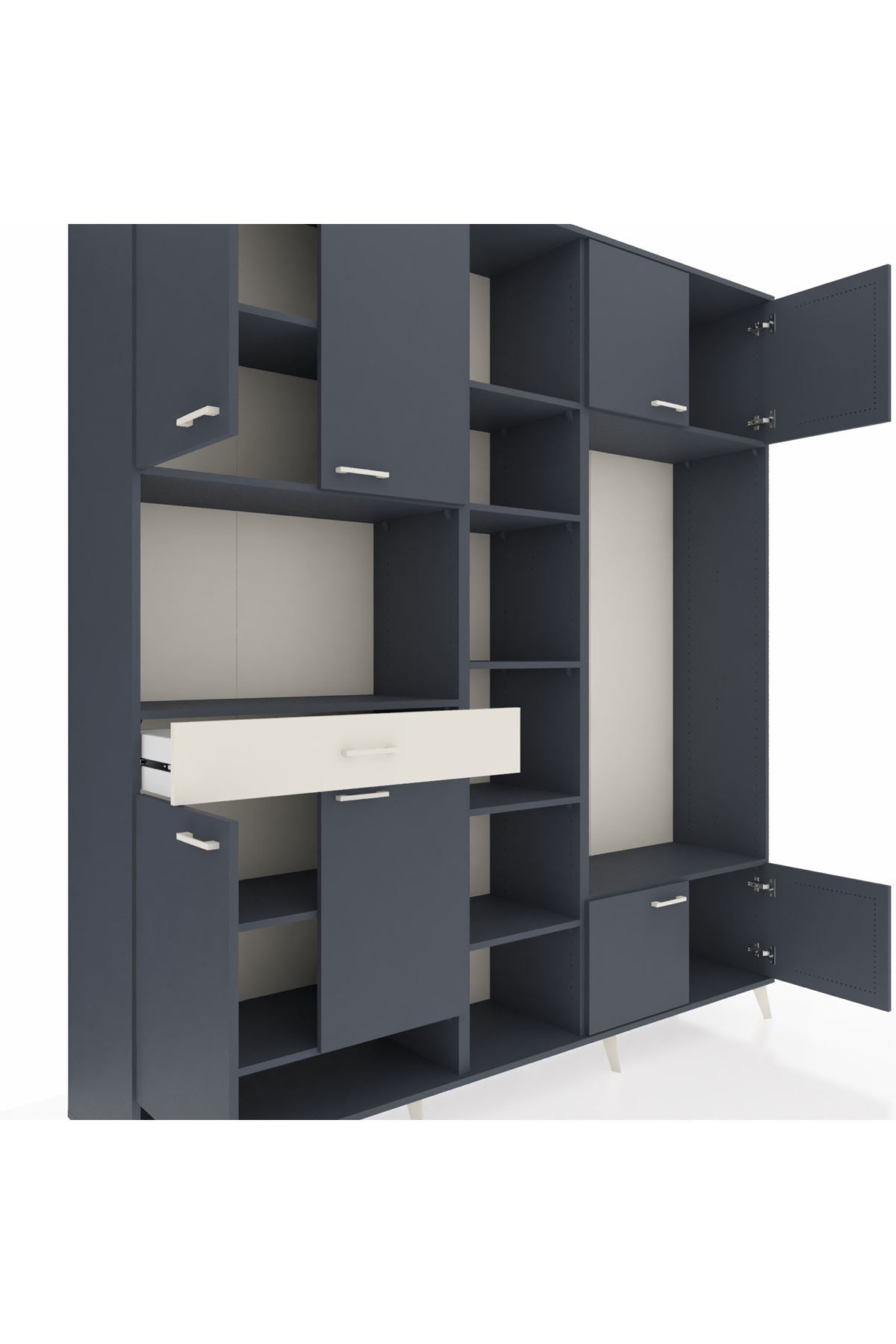 Hyperion Dolap 12 Raflı Tek Çekmeceli 8 Kapaklı 220x44x243 - S553M044V16B