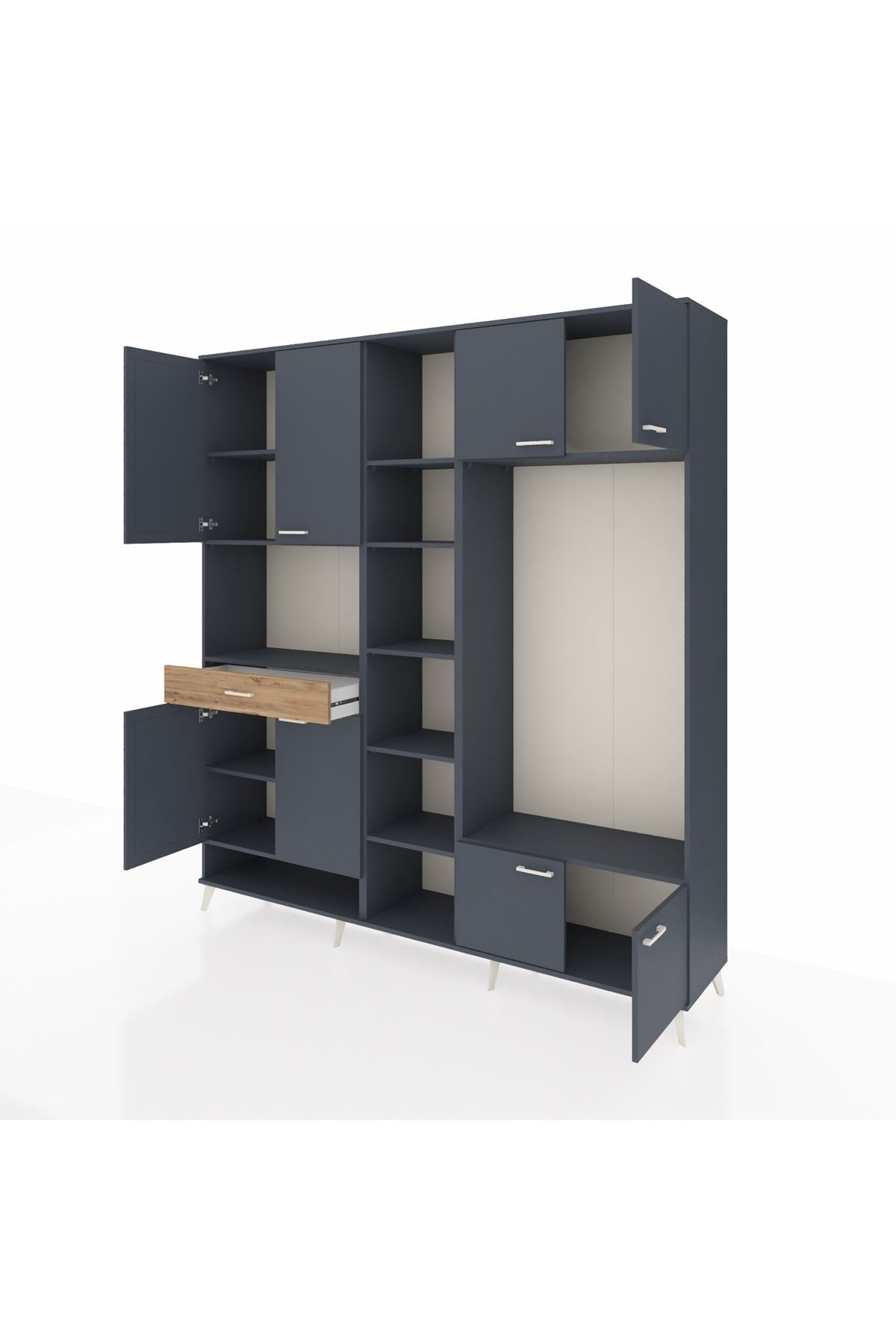 Hyperion Dolap 12 Raflı Tek Çekmeceli 8 Kapaklı 220x44x243 - S553M044V18B