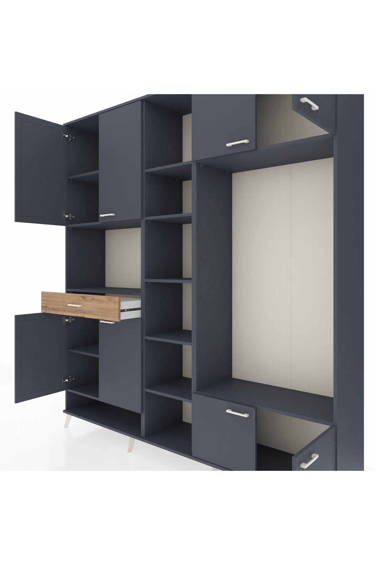 Hyperion Dolap 12 Raflı Tek Çekmeceli 8 Kapaklı 220x44x243 - S553M044V18B