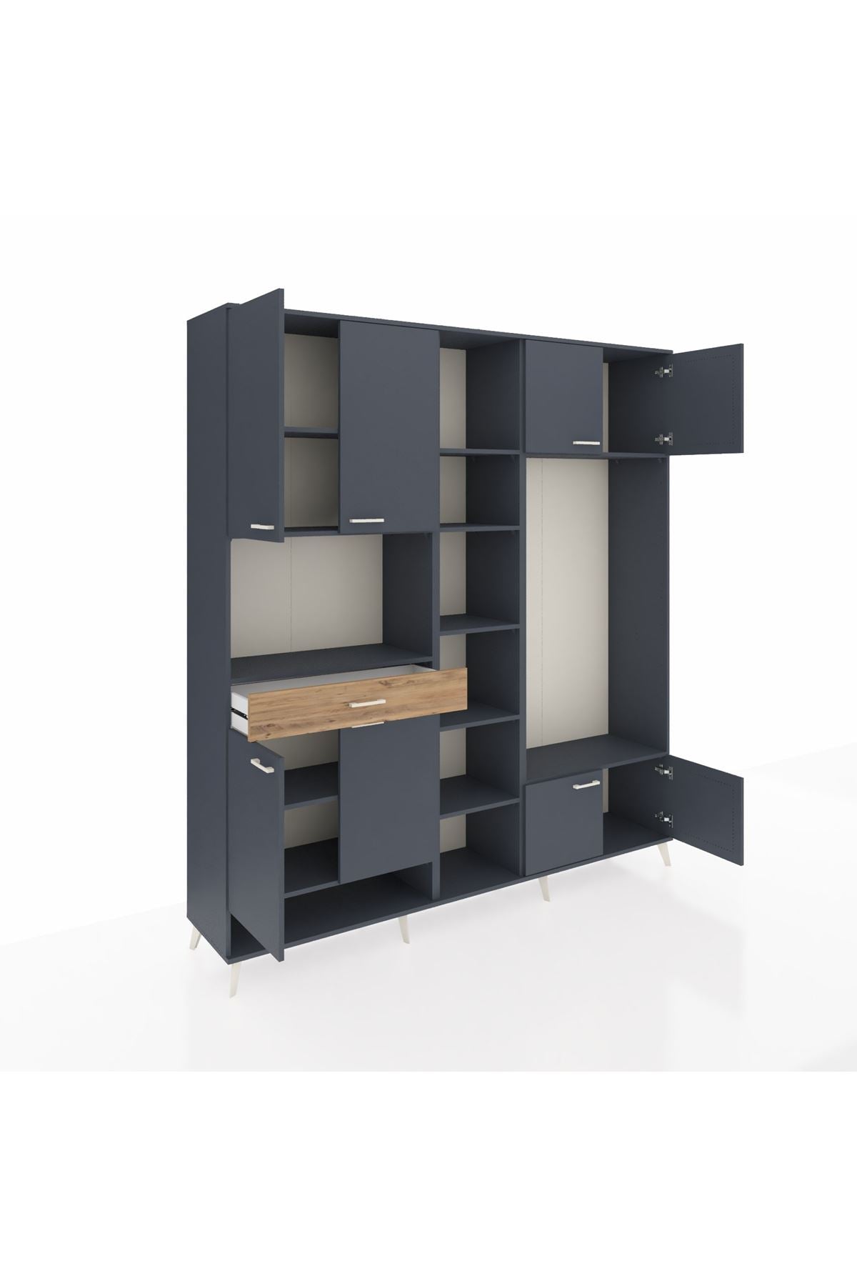 Hyperion Dolap 12 Raflı Tek Çekmeceli 8 Kapaklı 220x44x243 - S553M044V18B