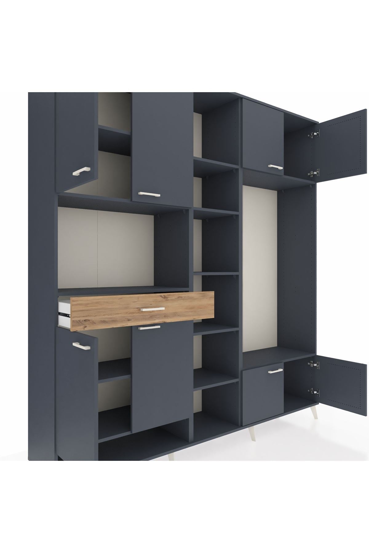 Hyperion Dolap 12 Raflı Tek Çekmeceli 8 Kapaklı 220x44x243 - S553M044V18B